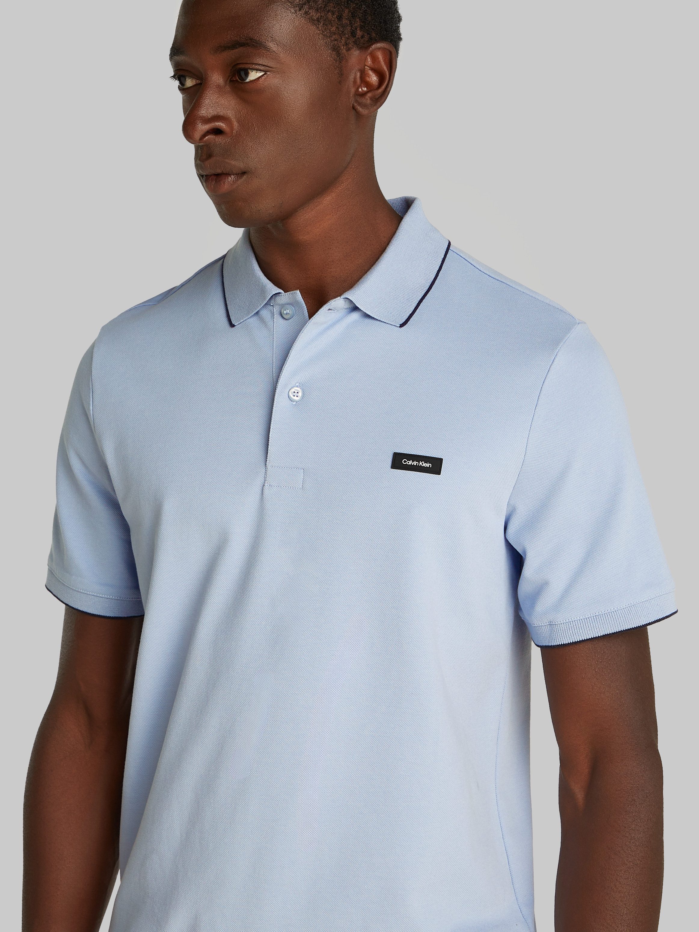 Calvin Klein Poloshirt STRETCH PIQUE TIPPING POLO met streepdetail op de kraag