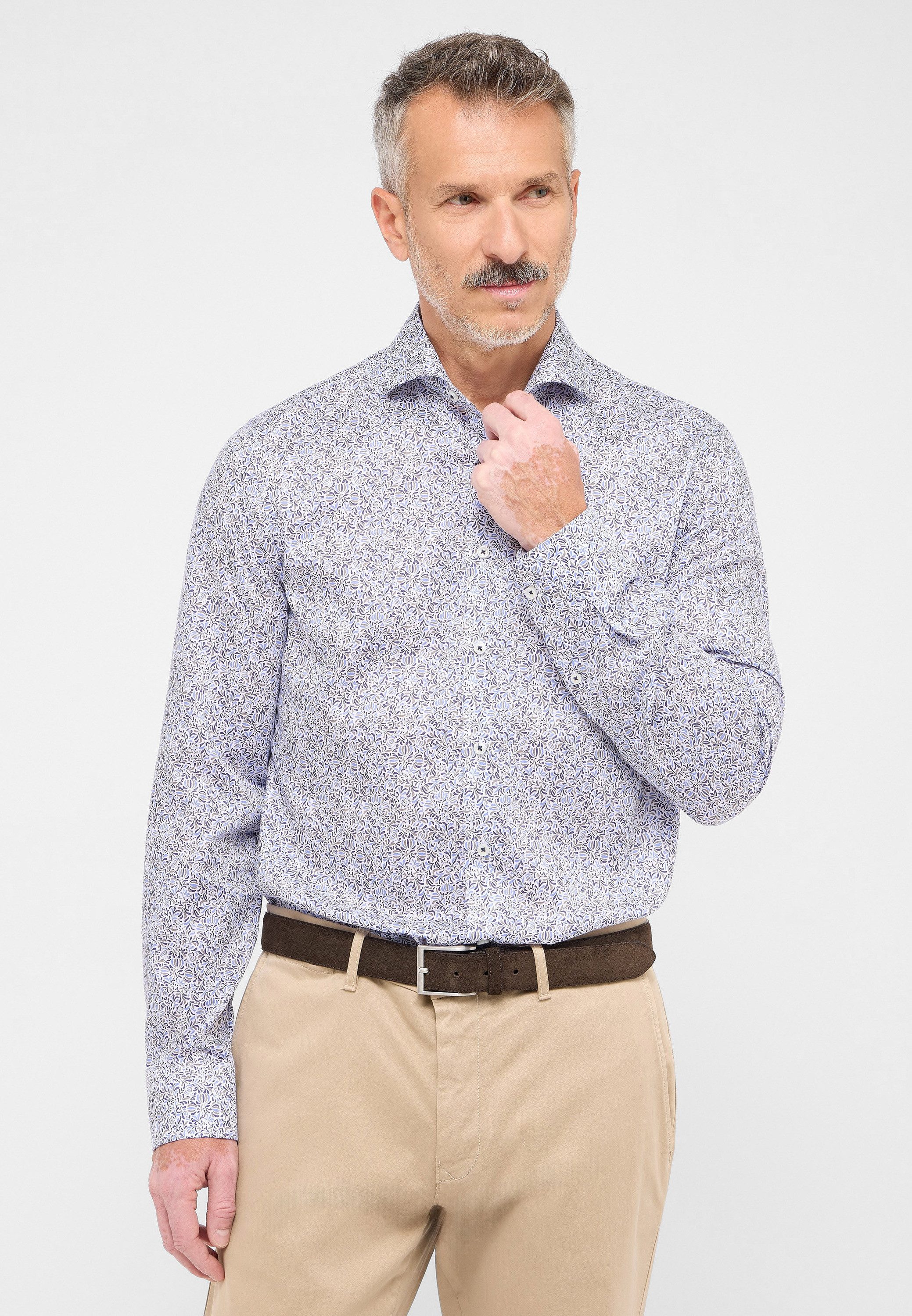 Eterna Overhemd met lange mouwen Slim fit NON IRON (strijkvrij) heren overhemden maat 40 blauw