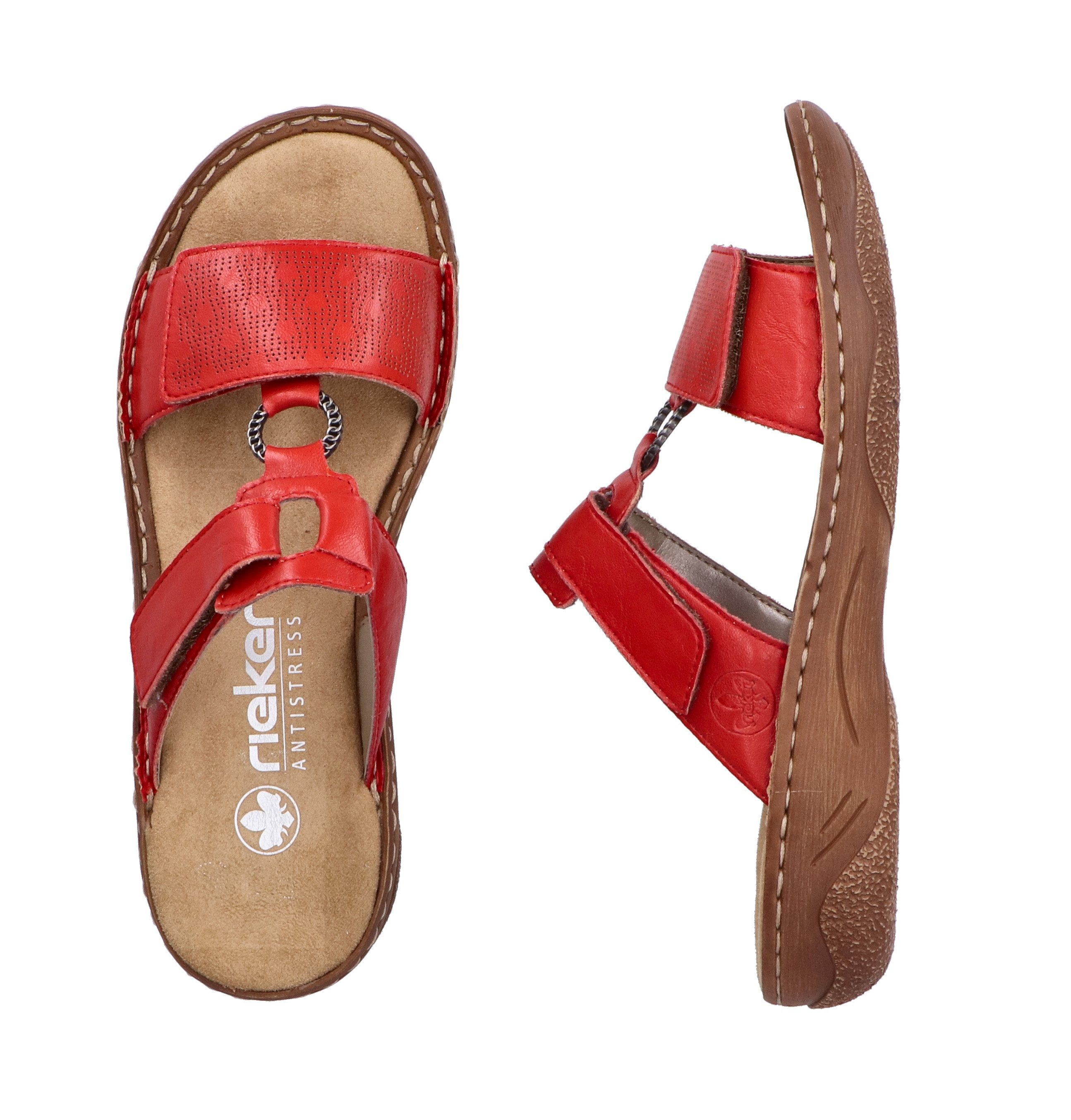 Rieker Slippers Zomerschoen, slippers, vakantieschoen, klittenbandschoen met perforatie