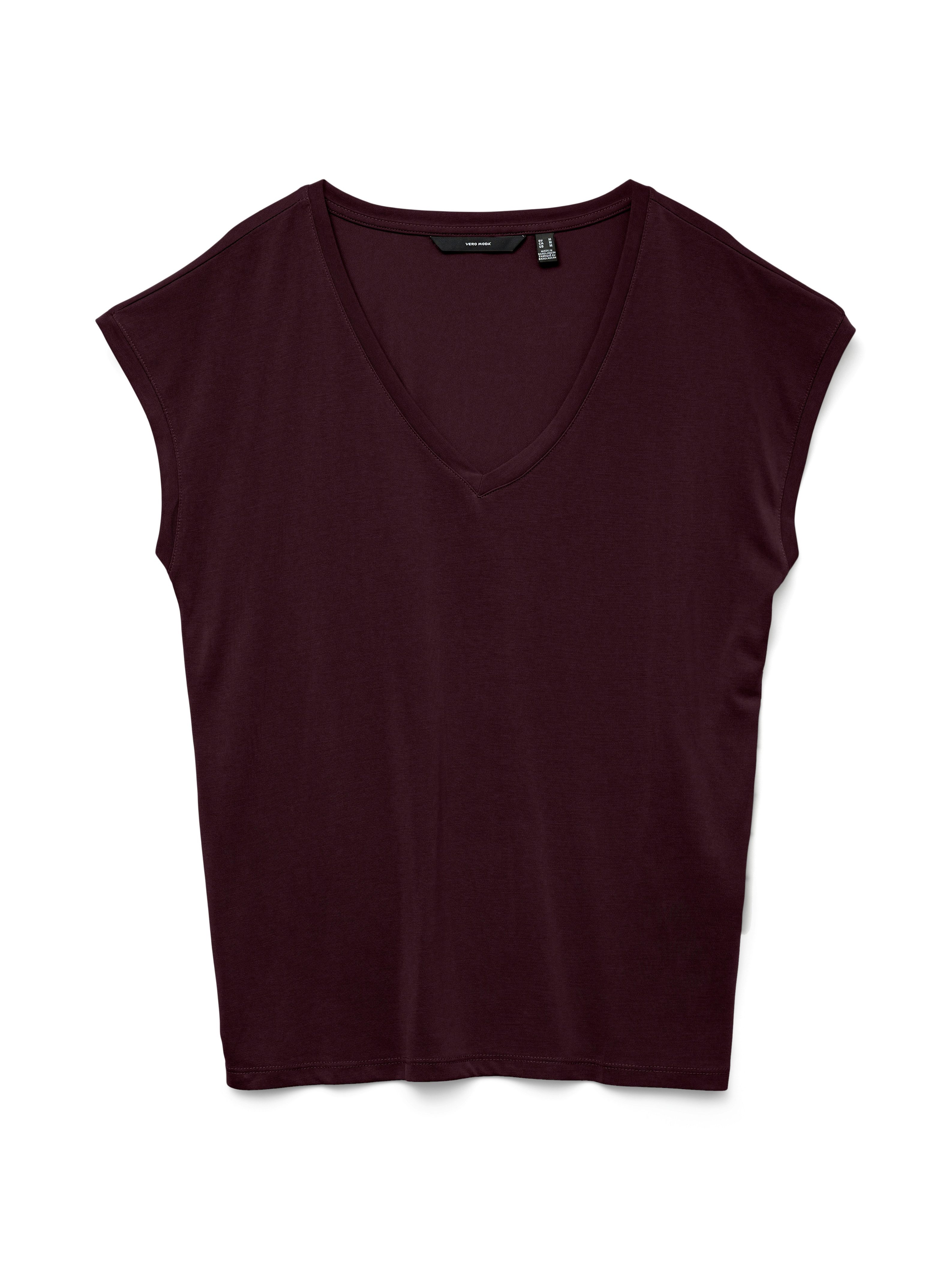 Vero Moda Shirt met V-hals VMFILLI SS V-NECK TEE GA NOOS in een materialenmix met tencel™ modal