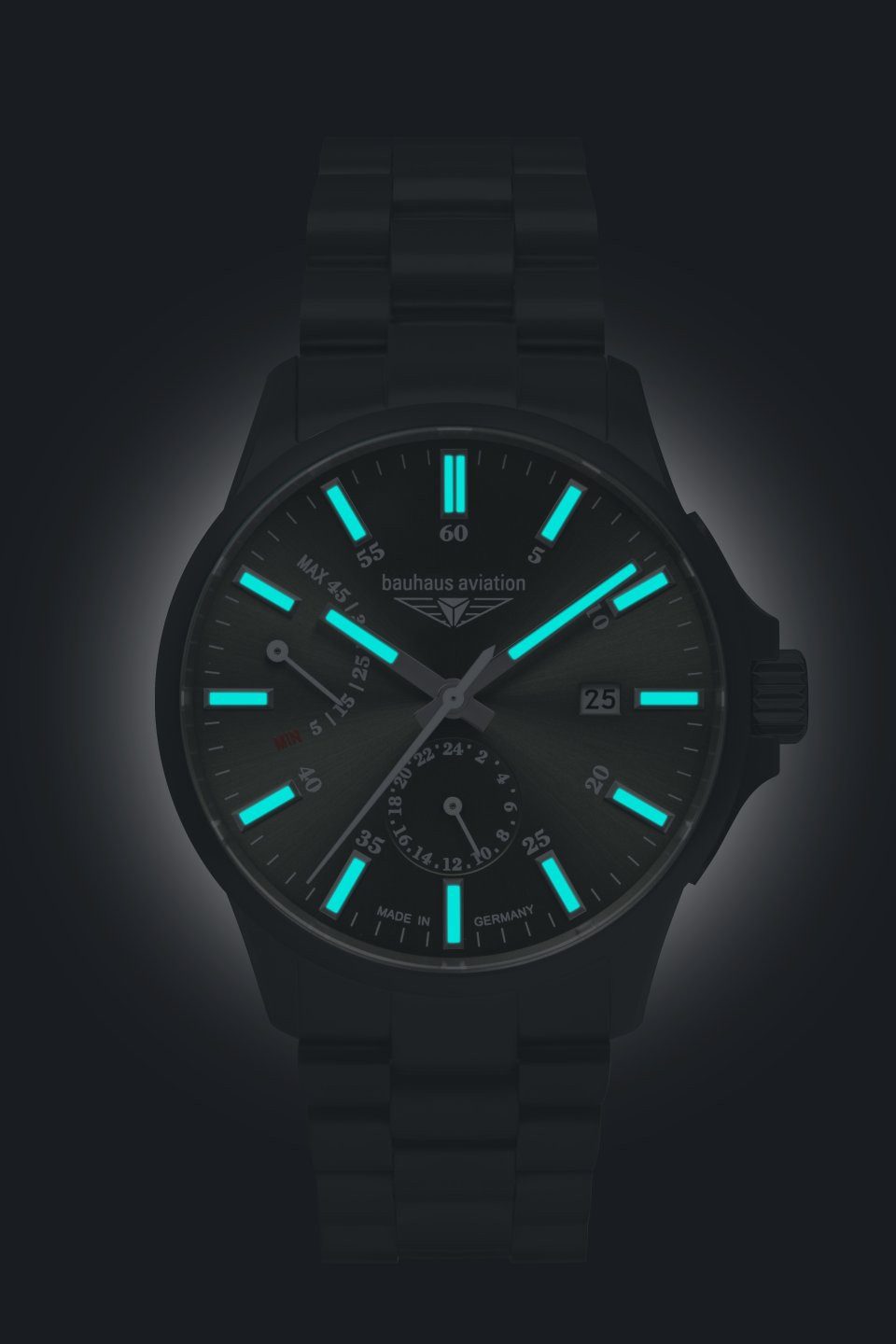 bauhaus Automatisch horloge Bauhaus aviation Armbandhorloge, Herenhorloge, Titaan, Saffierglas, Made in Germany