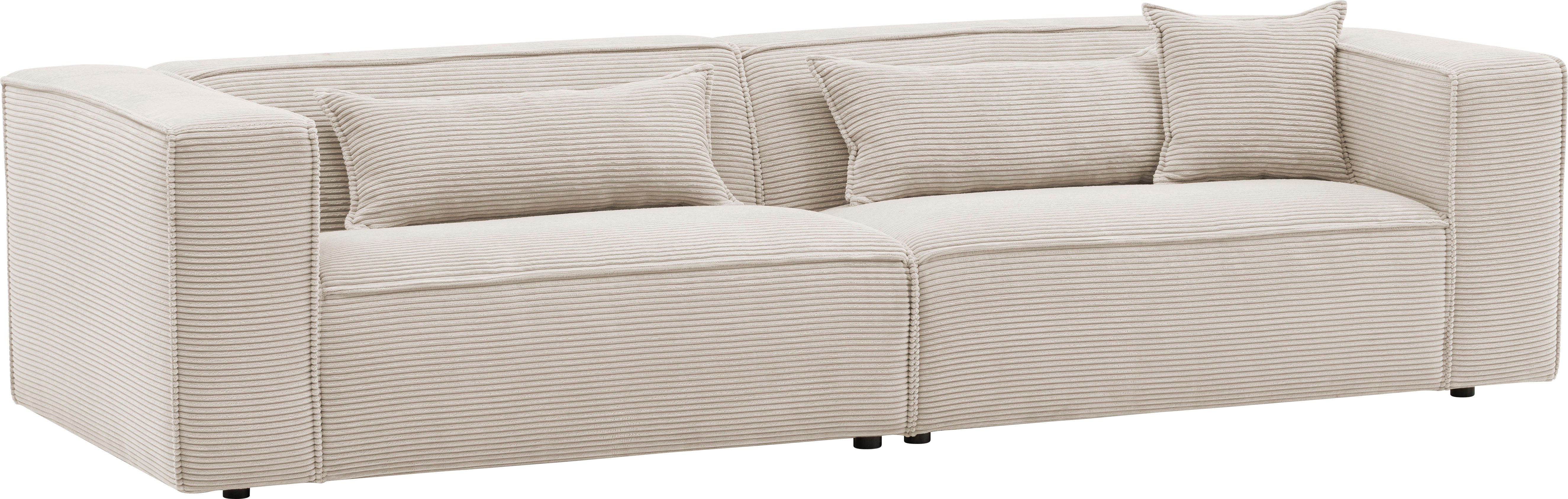 LeGer Home by Lena Gercke 3-zitsbank PIARA, bank met biesnaad, sofa in cord of linnenlook