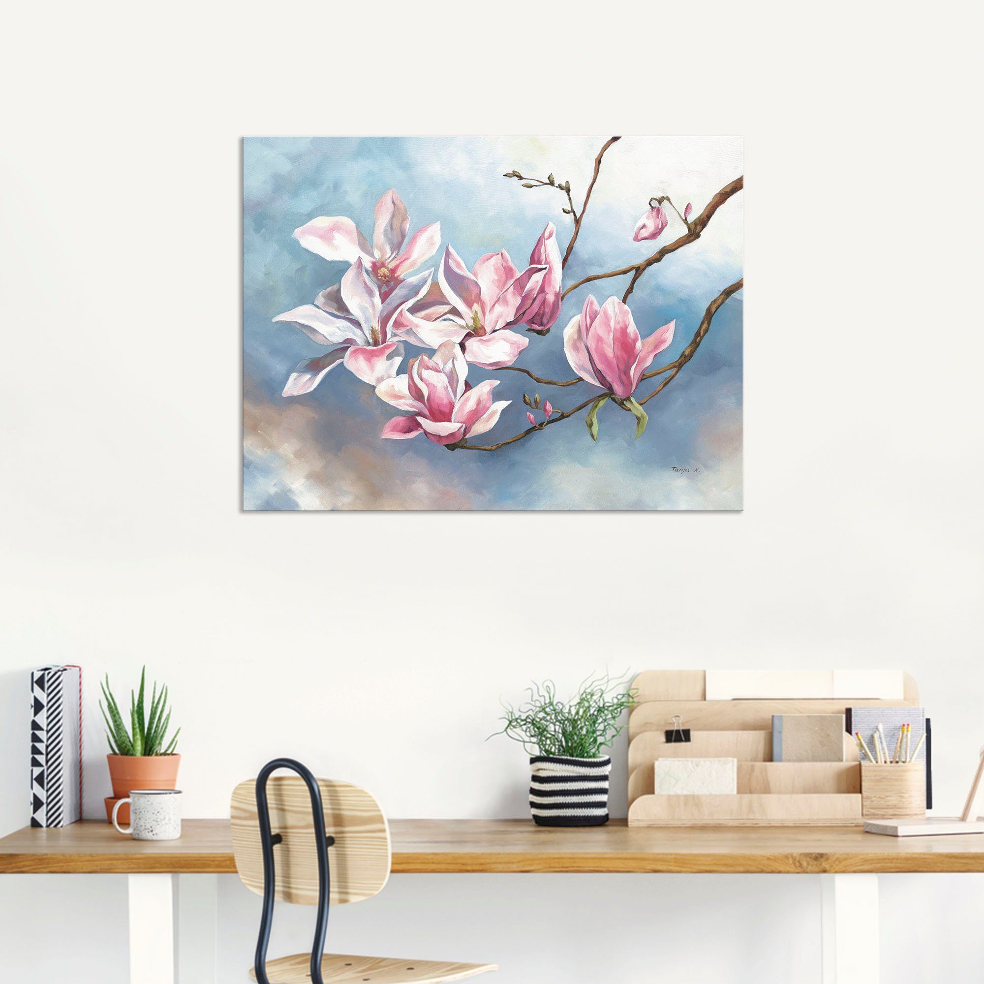 Artland Artprint Magnoliatak als artprint van aluminium, artprint voor buiten, artprint op linnen in verschillende maten