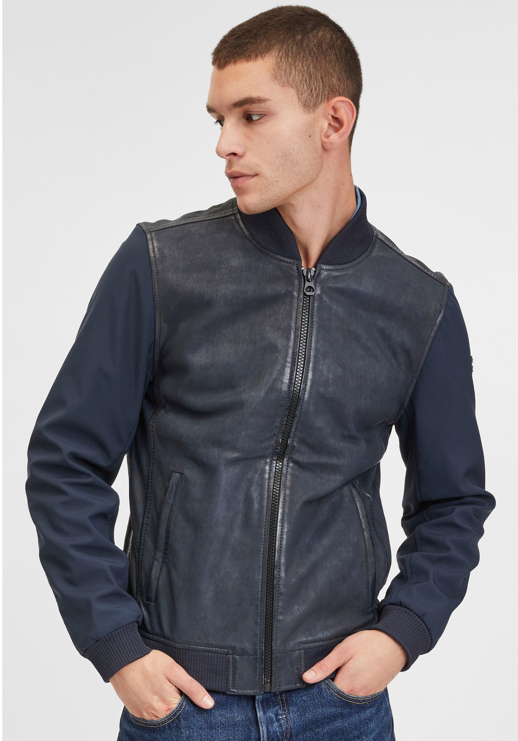OTTO Mauritius Leren jack GMHorizan met mouw in hybride stijl heren tussenjacks maat XL blauw