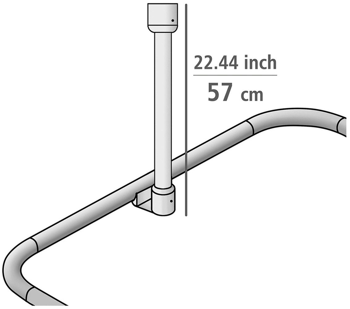 WENKO Douchestangen-plafondhouder Model Era Plafondsteun van aluminium voor hoekrail Era, 57 cm