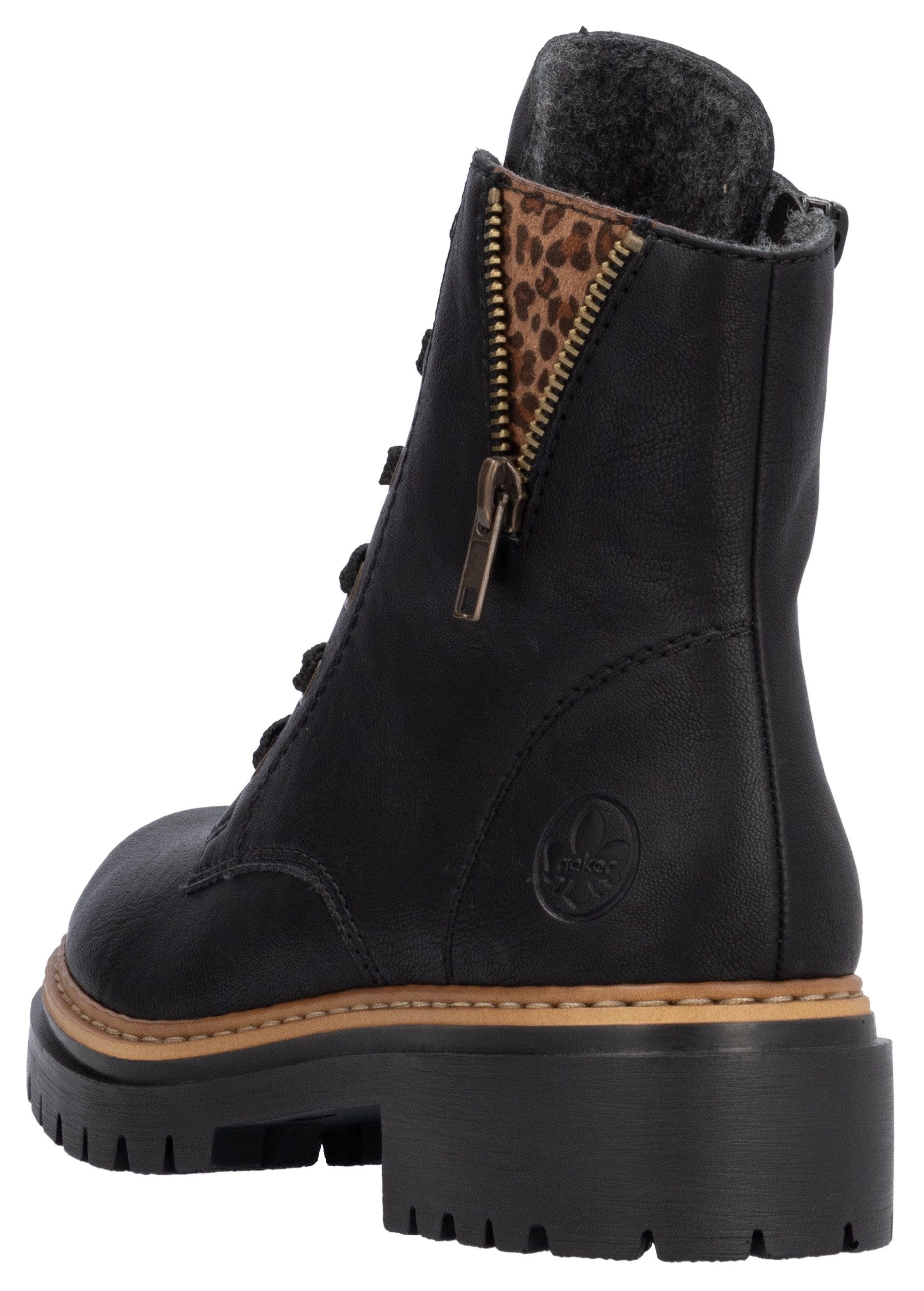 Rieker Veterlaarsjes lace-up boots, block heel, with practical inner zipper