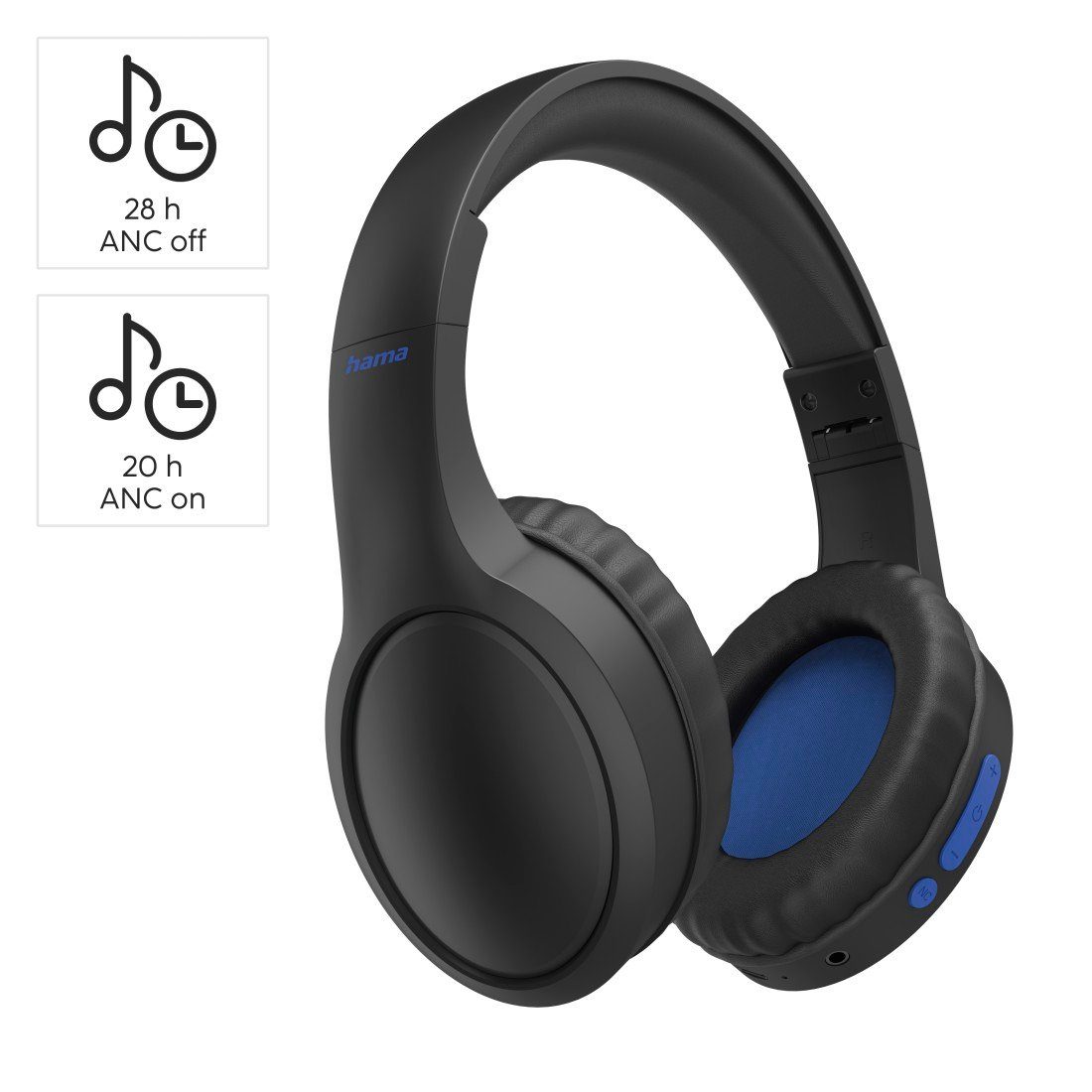 Hama Bluetooth-hoofdtelefoon Bluetooth®-koptelefoon draadloos, zwart, over-ear, ingebouwd microfoon