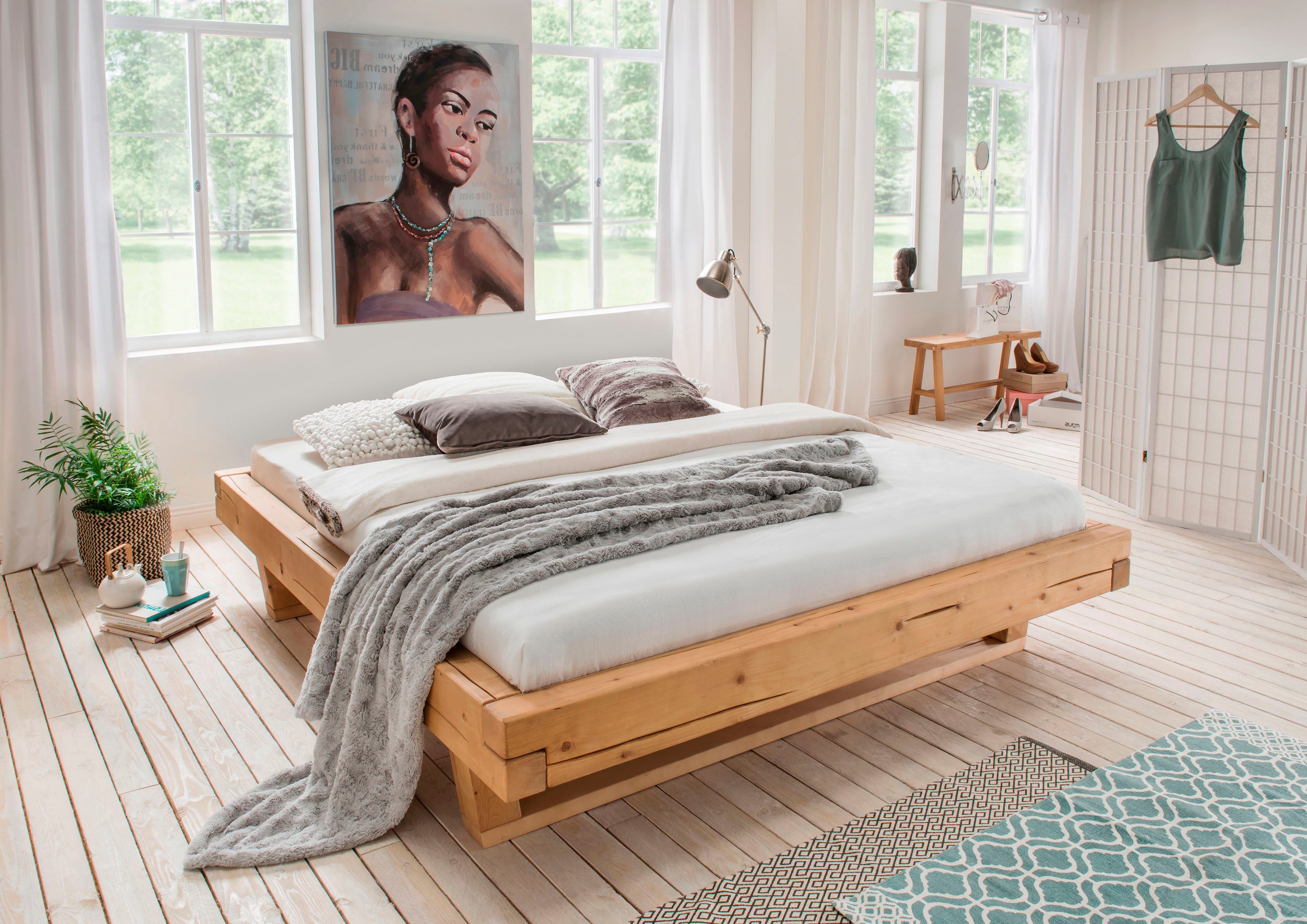 Home affaire Massief houten ledikant Ultima, hoge belastbaarheid, futonbed zonder hoofdeinde van eiken of sparrenhout, fsc-gecertificeerd, in vele breedtes (3-delig)