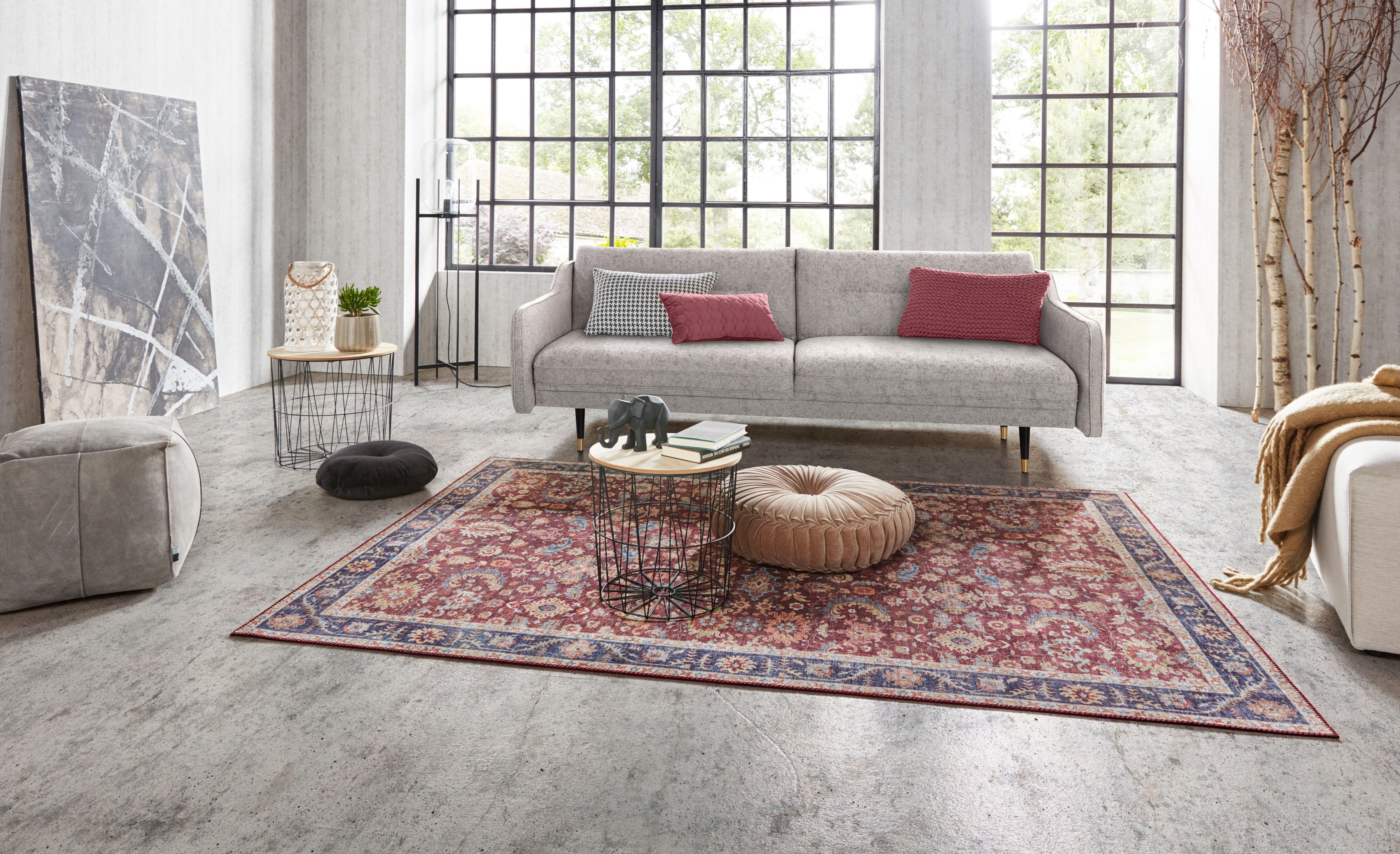 NORTHRUGS Vloerkleed Vivana Oosters, loper, vintage, woonkamer, slaapkamer, eetkamer moderne vloerkleden maat 200 cm x 290 cm x 5 mm rood
