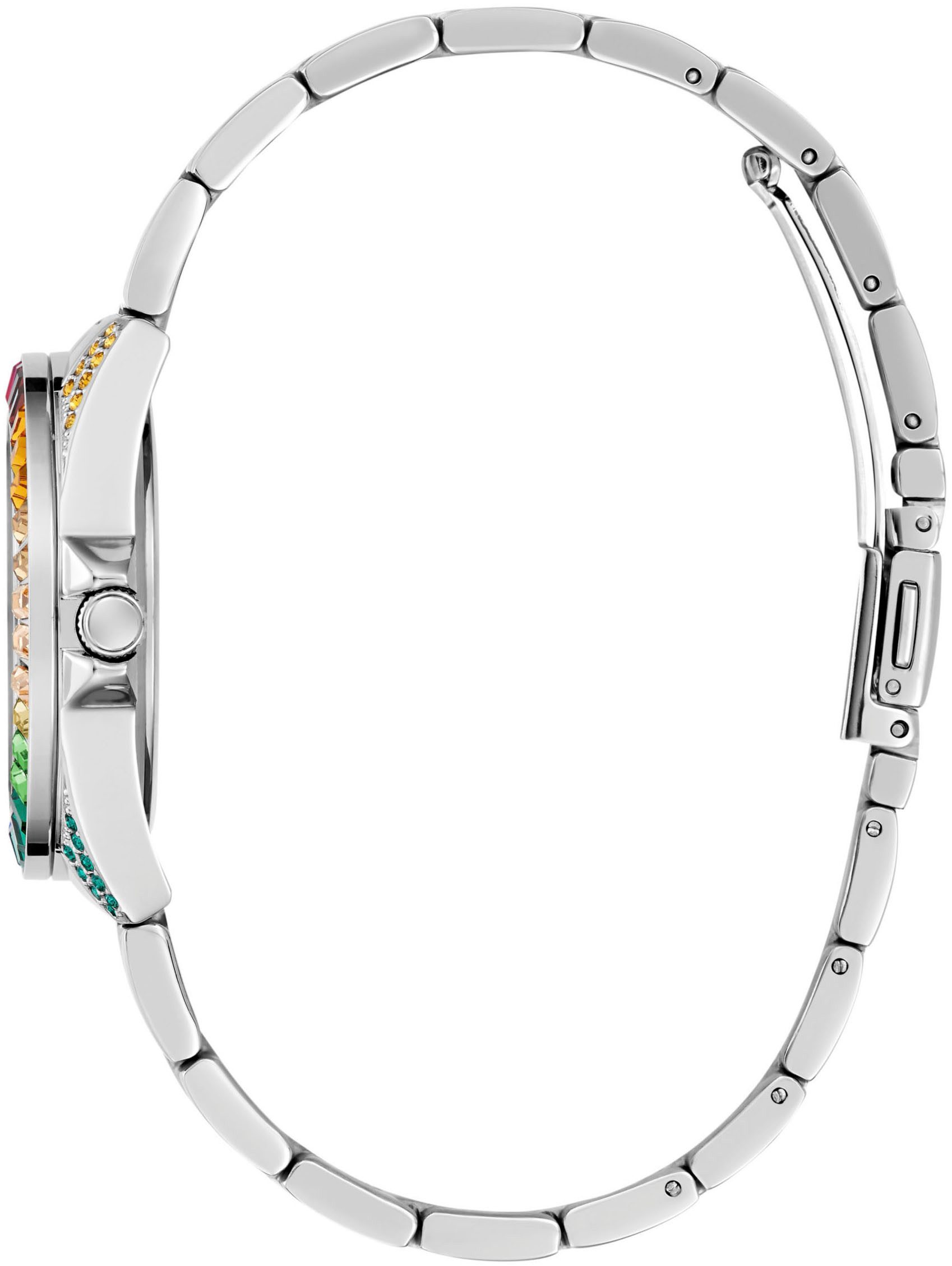 Guess Kwartshorloge Opaline Horloge, dameshorloge, datum, kristallen, mineraalglas, analoog