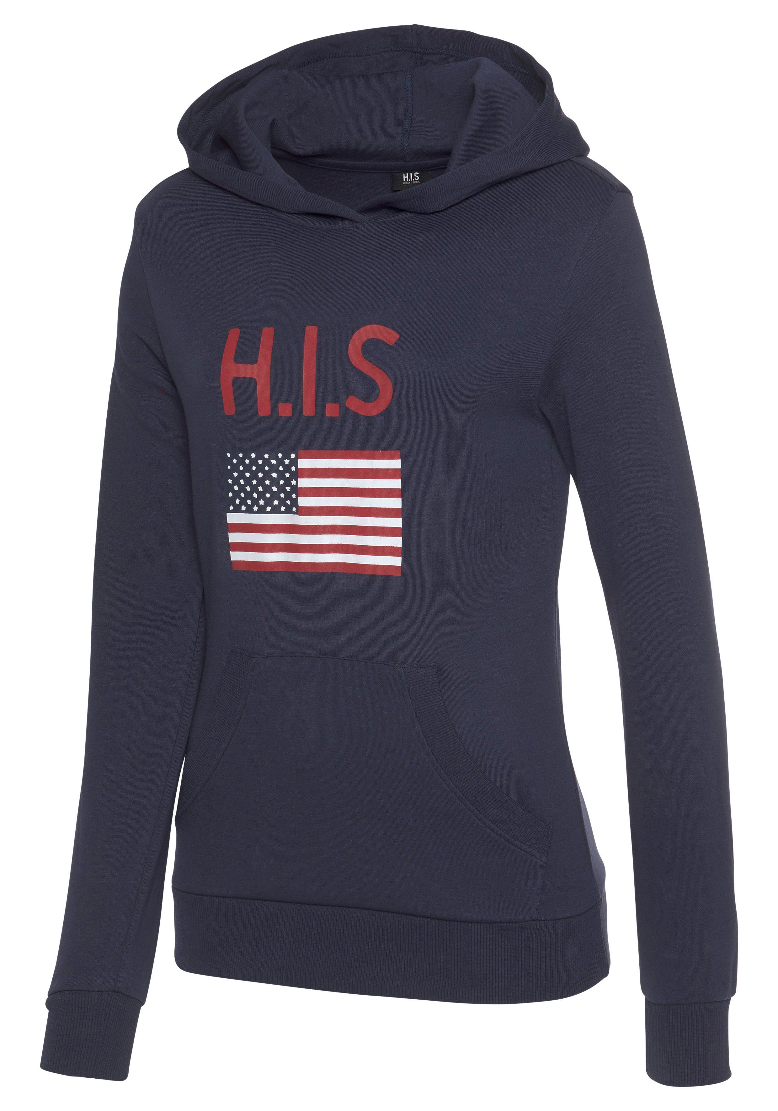 H.I.S Hoodie met logoprint en kangoeroezak, loungepak, hoodie