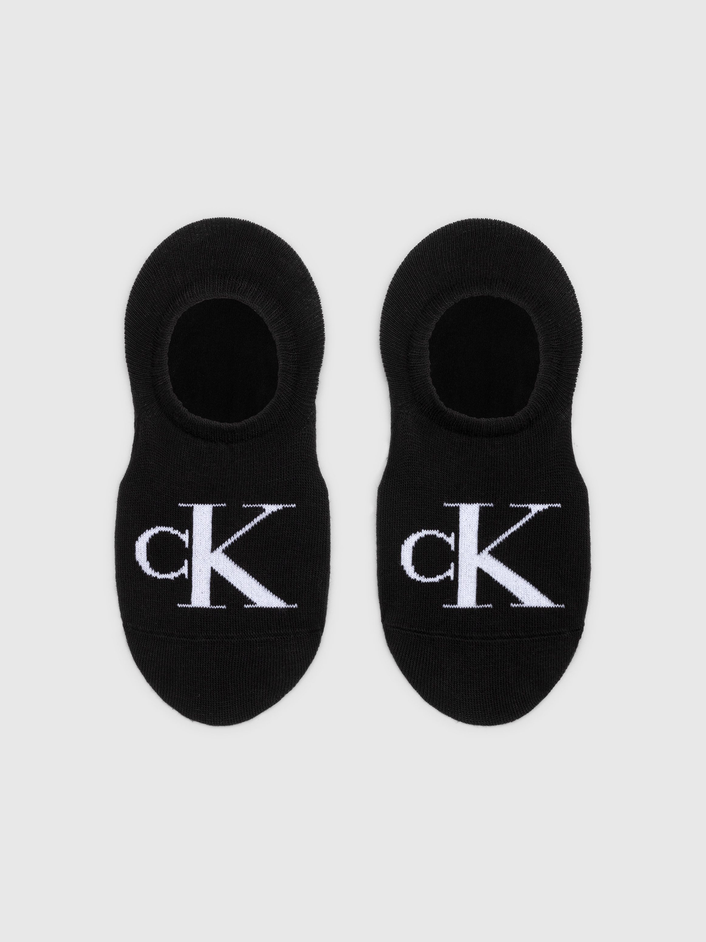 Calvin Klein Jeans Enkelsokken CKJ WOMEN FOOTIE HIGH CUT 2P MONOGRAM Met grote logoborduring aan de voorkant (2 paar)
