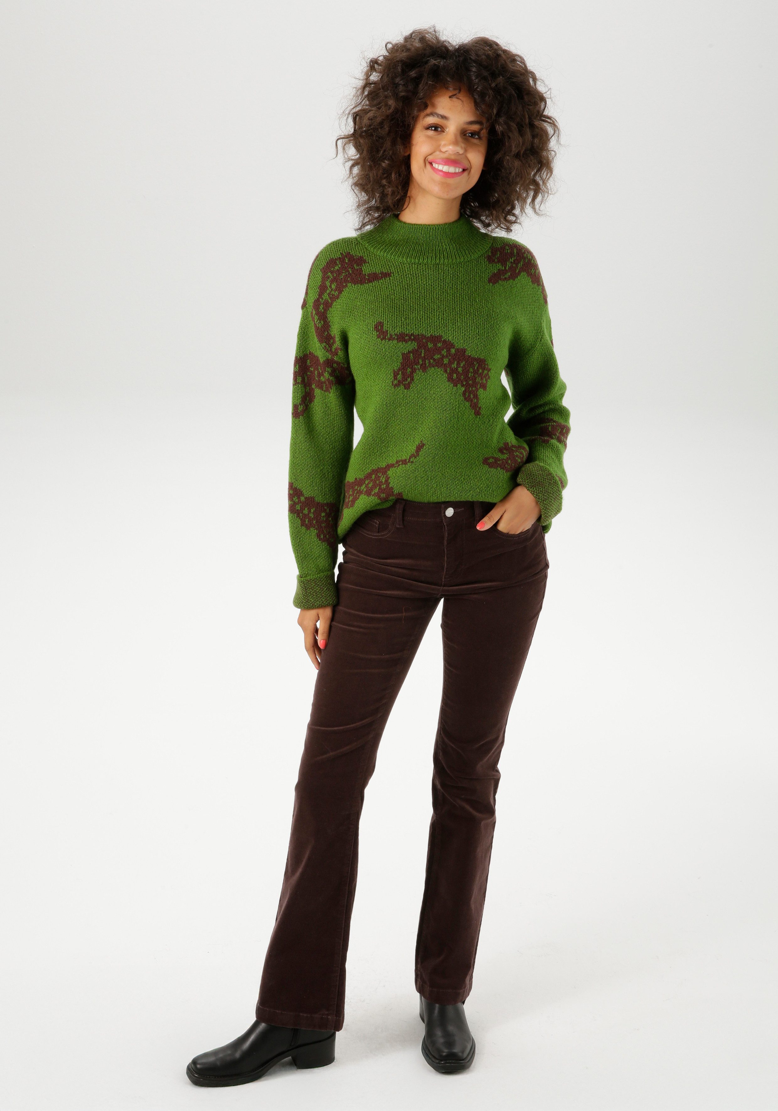 Aniston CASUAL Gebreide trui met ingebreide luipaarden - nieuwe collectie