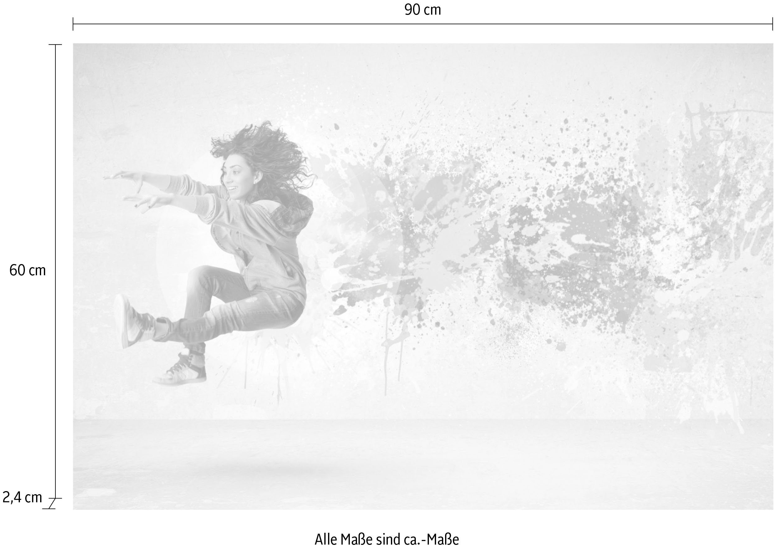 queence Artprint op acrylglas Springende vrouw