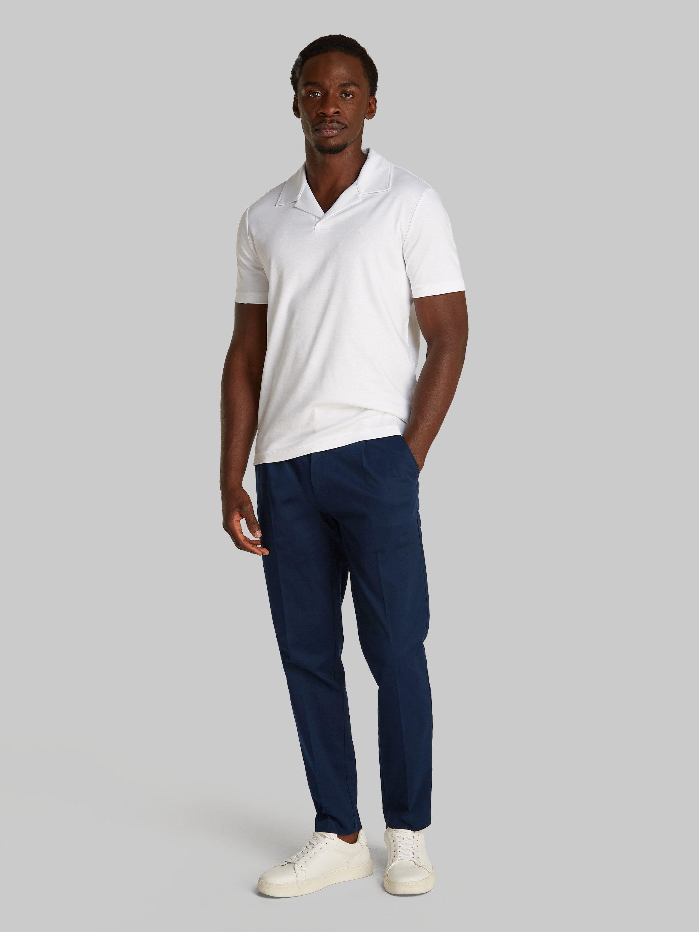 Calvin Klein Bandplooibroek SATEEN STRETCH TAPERED PLEAT