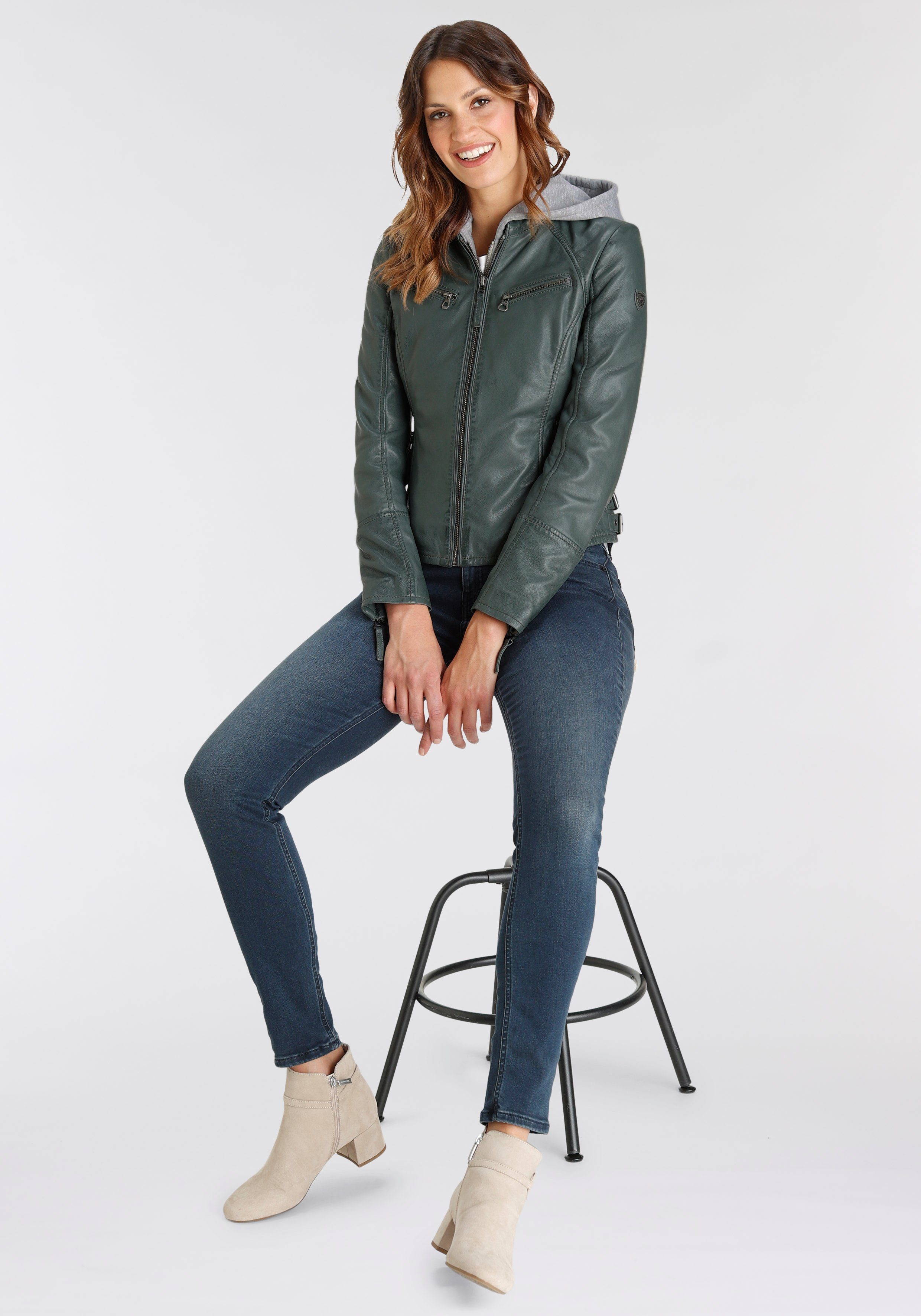 Mauritius Leren jack NOLA Two-in-one stijl - met een afneembare jerseycapuchon