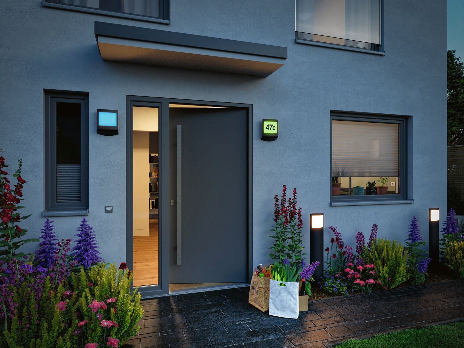 Paulmann Led-wandlamp voor buiten Padea IP44 198x71mm RGBW+ 8,2W 550lm 230V Antraciet Kunststof (1 stuk)
