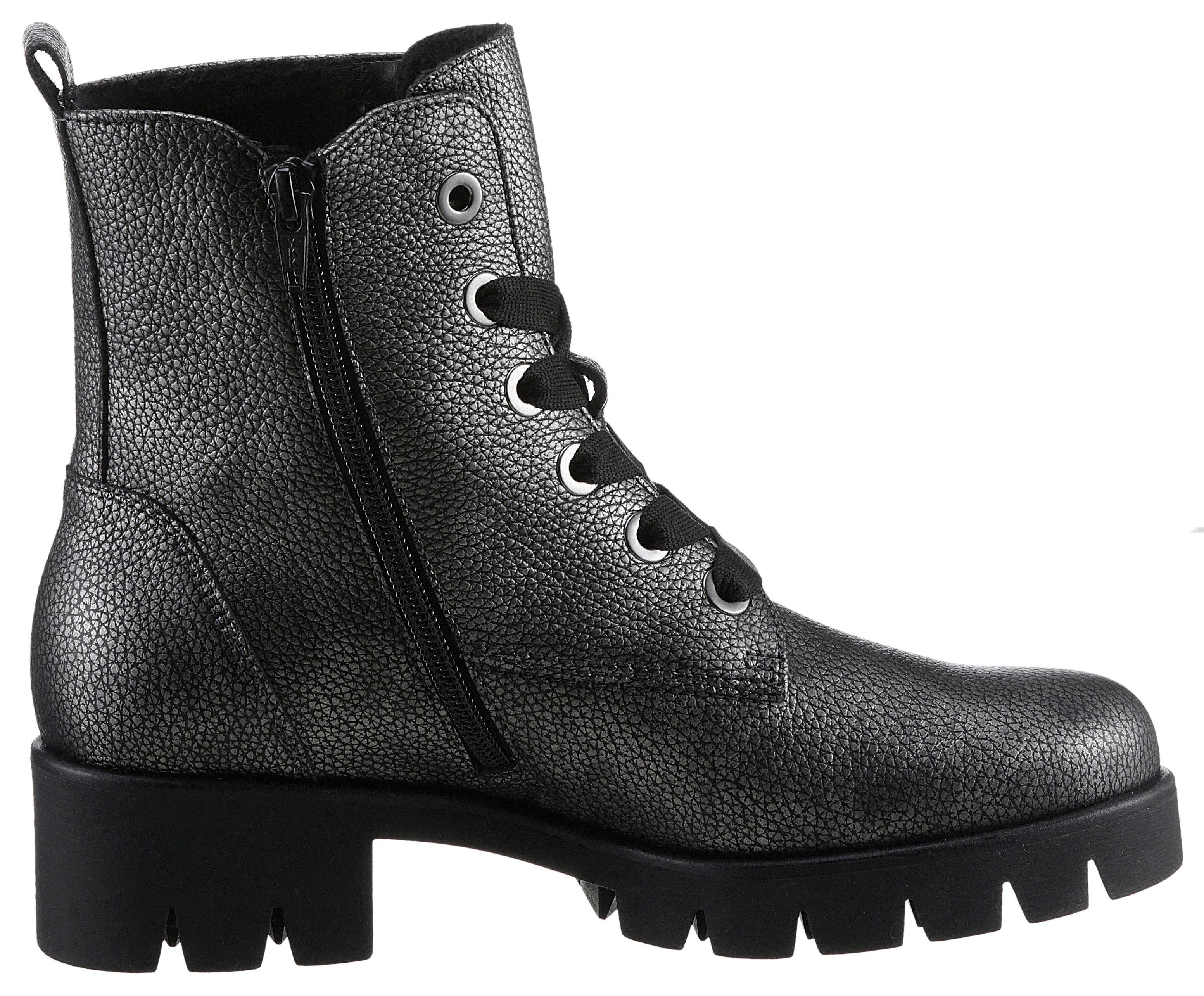 Gabor Veterlaarsjes blokhak, plateau, veterschoenen met metallic-effect