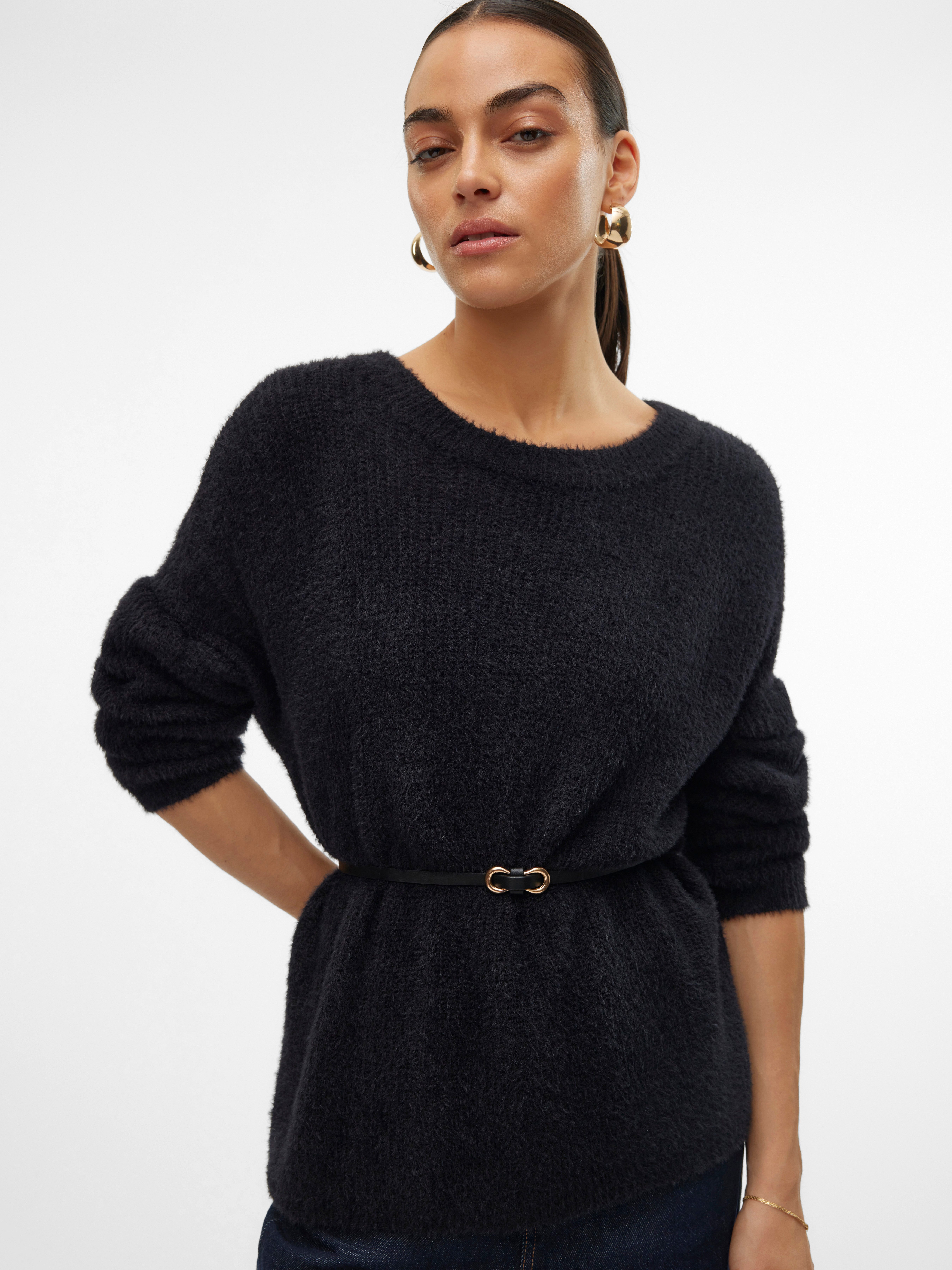 Vero Moda Gebreide trui VMPUFF LS O-NECK PULLOVER BOO