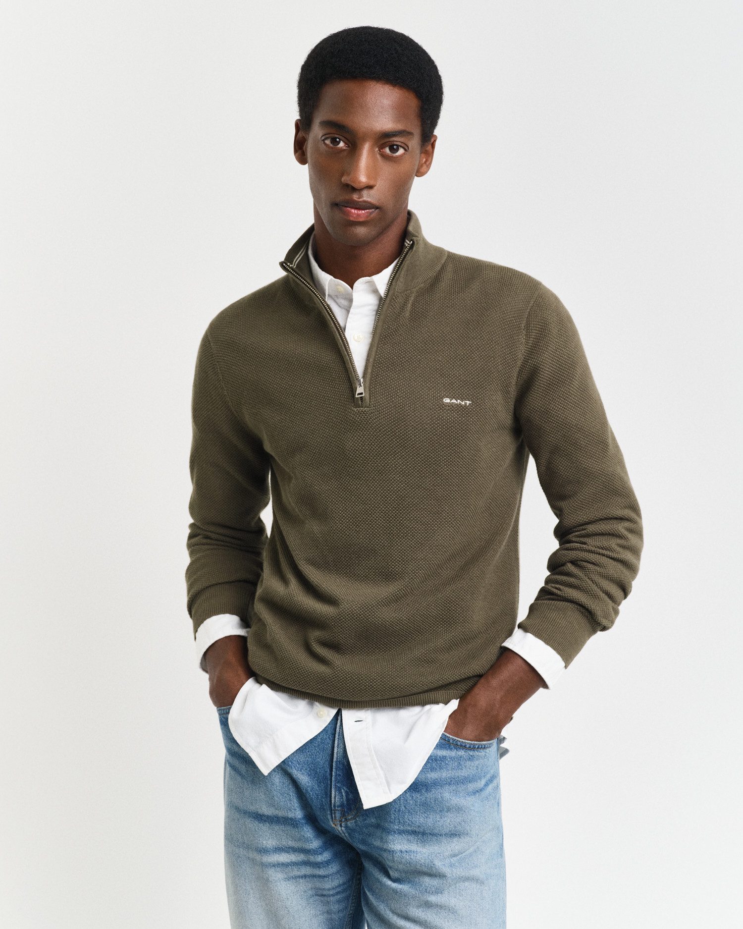 Gant Schipperstrui COTTON PIQUE HALF ZIP