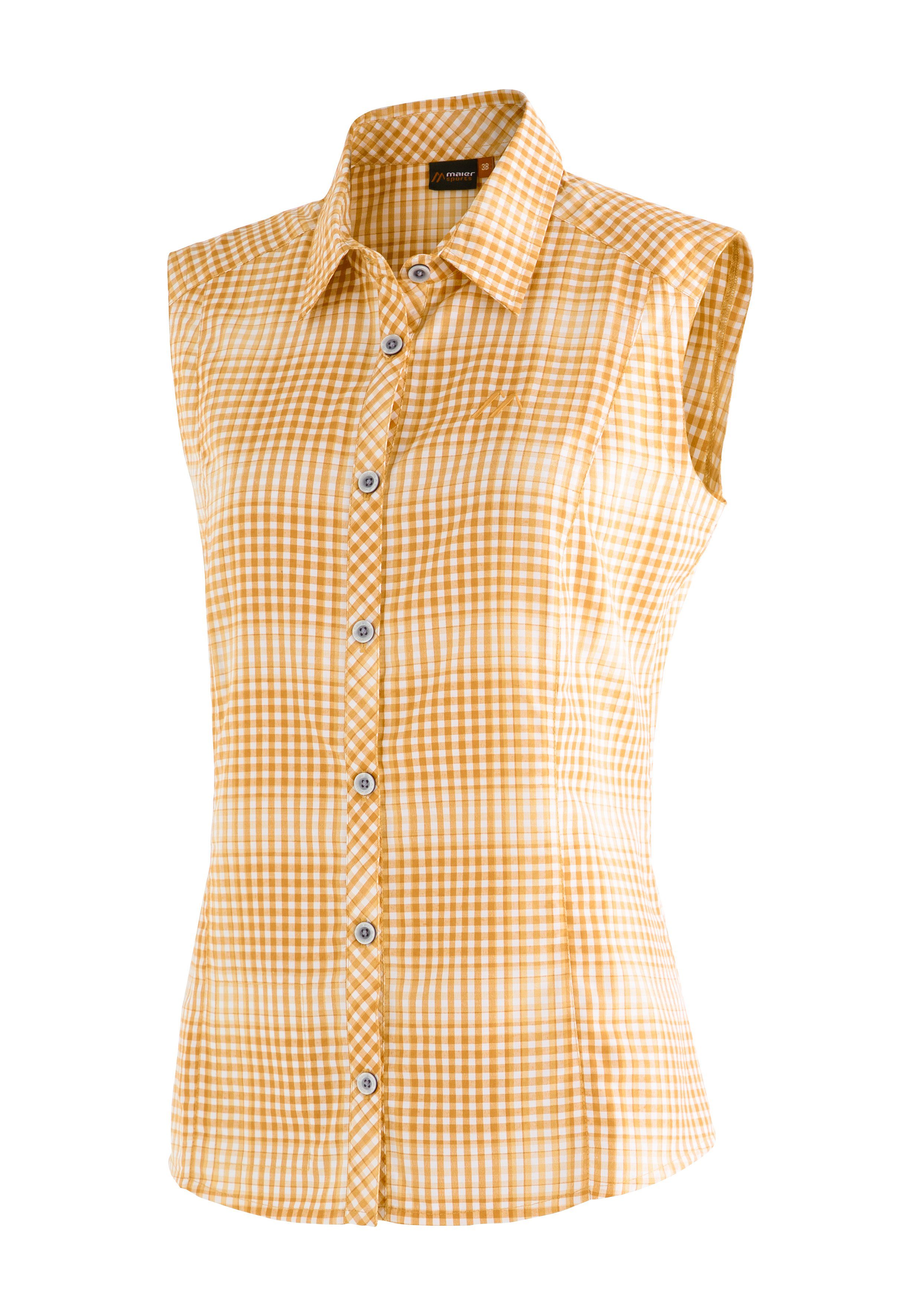 Maier Sports Functionele blouse Paloma Geruite, mouwloze blouse voor wandelen, reizen en vrije tijd
