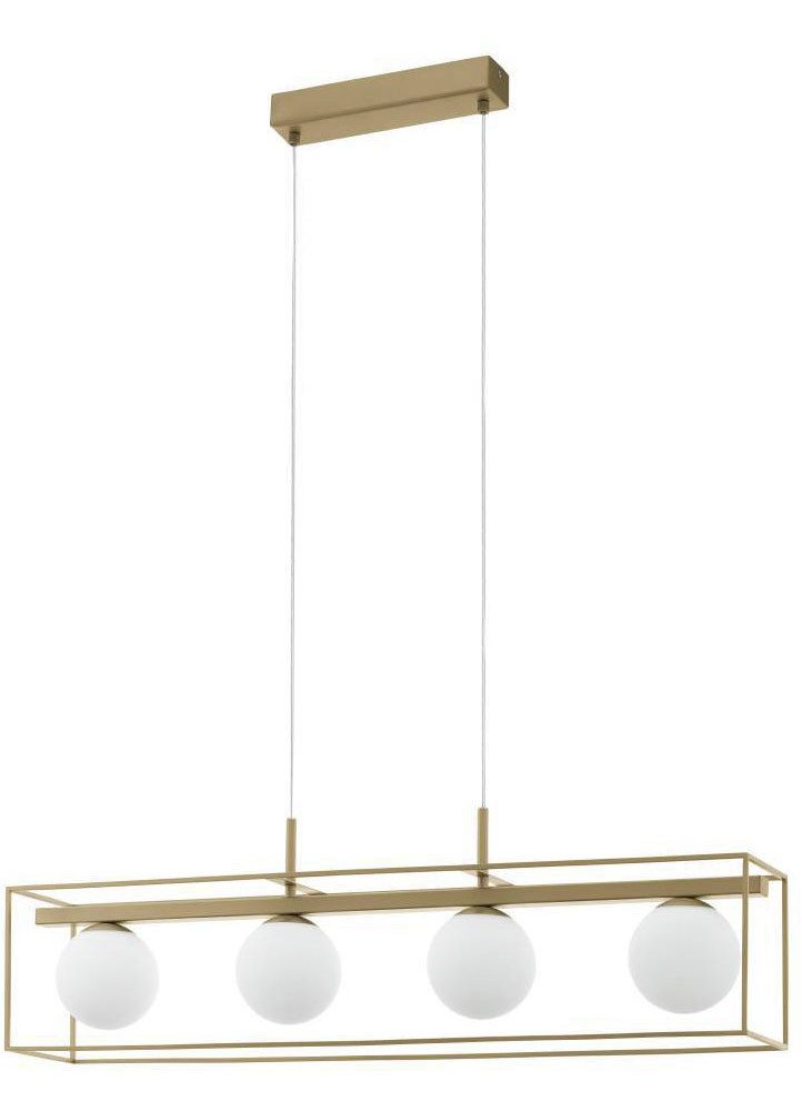 EGLO Hanglamp VALLASPRA Hanglamp van staal, kleur: champagne, glas: wit, opaal-mat, E14 (1 stuk)
