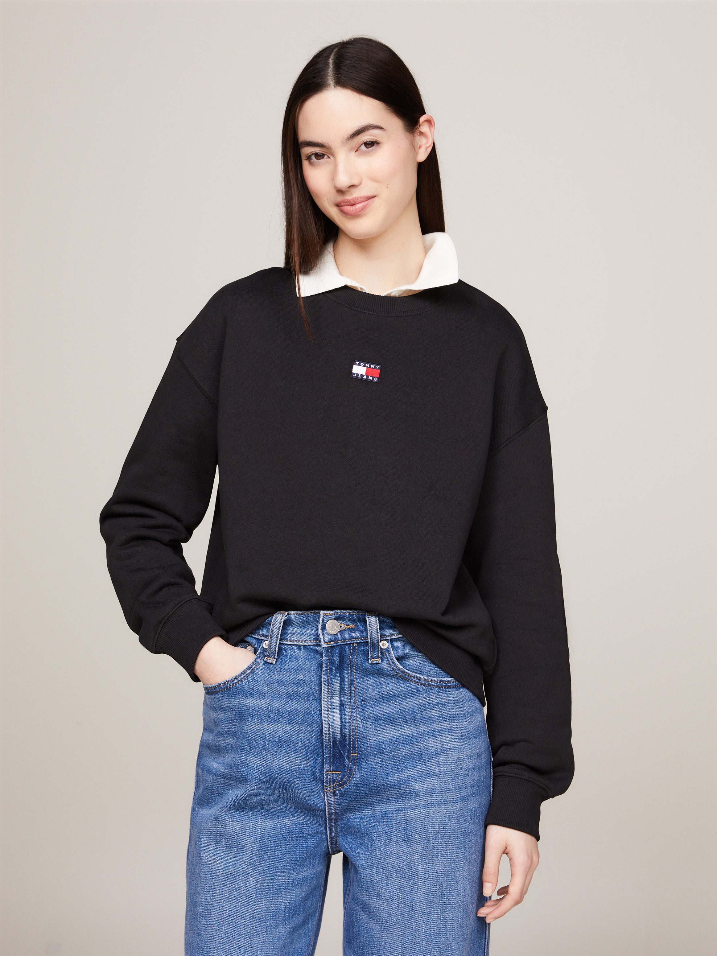TOMMY JEANS Sweatshirt TJW BXY BADGE met drop-shoulder design en logo aan de voorkant