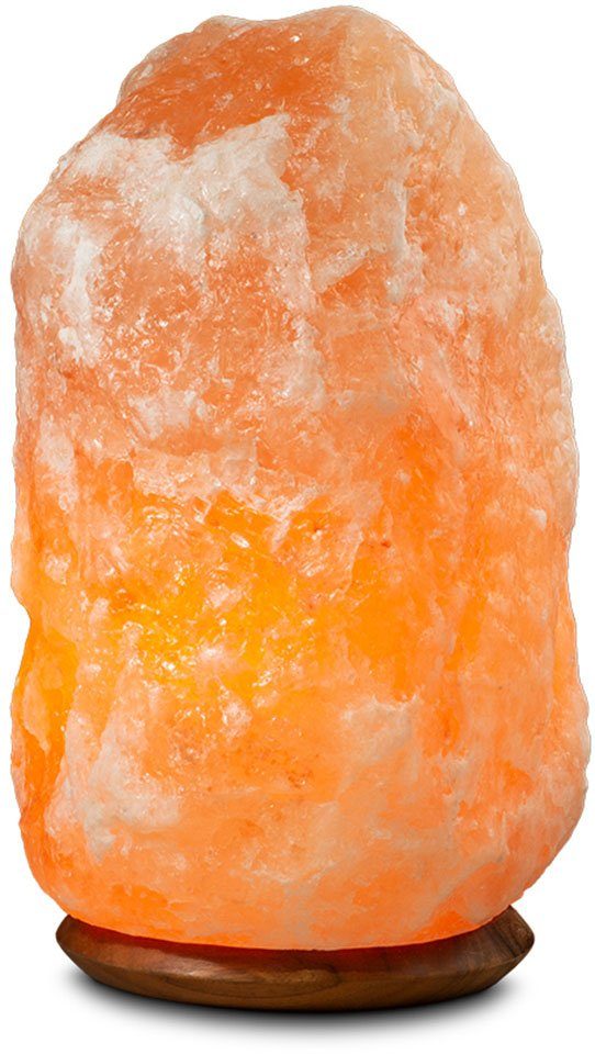 Verlichte zoutkristal Rock met houten voet