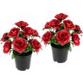 i.ge.a. kunstbloem rozen in de pot set van 2 rood