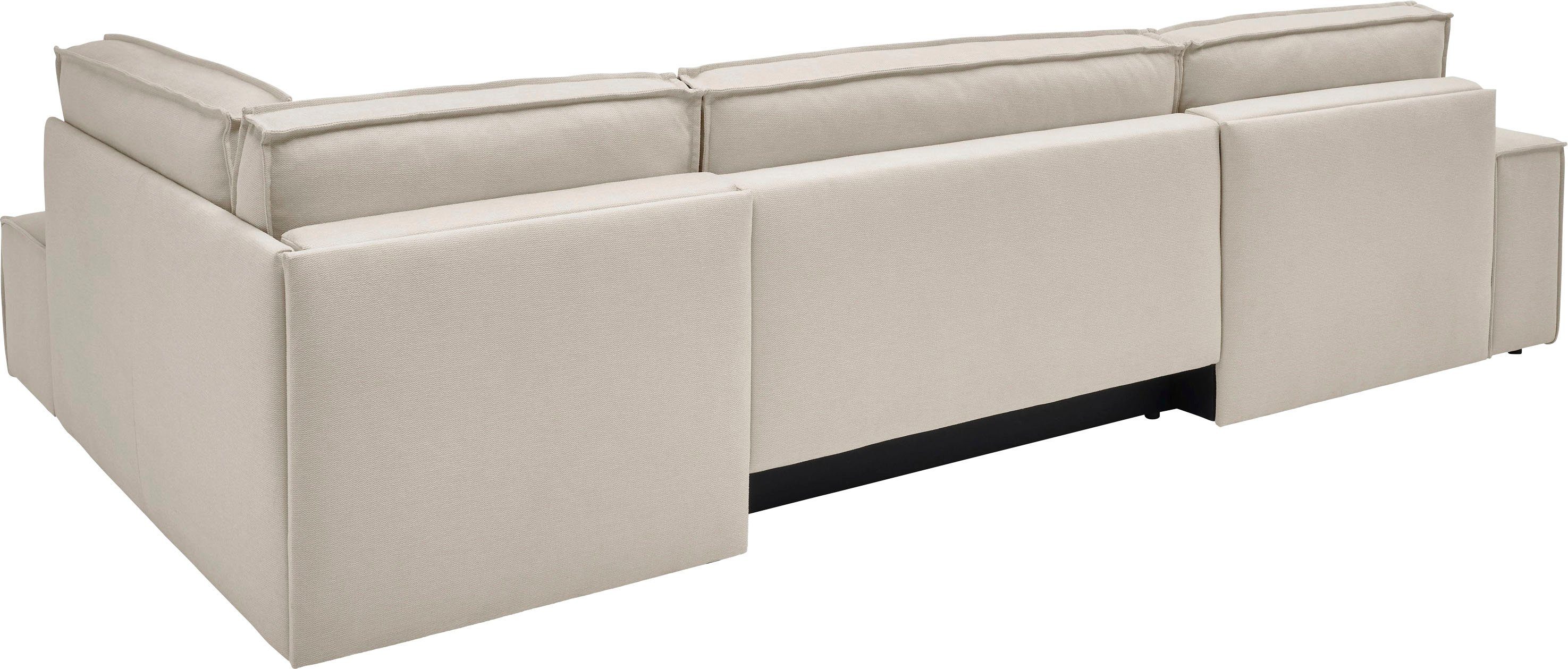 andas Zithoek FINNLEY U-model XXL 329 cm, bedbank, slaapfunctie m. bedkist