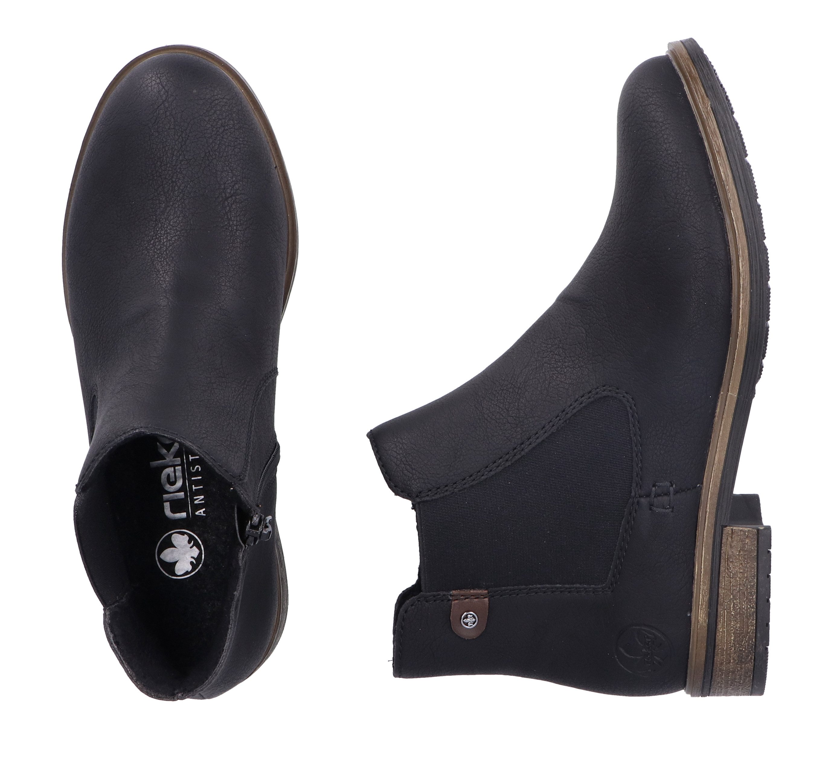 Rieker Chelsea-boots , instappers, enkellaars, blokhak, met verwarmende textielvoering