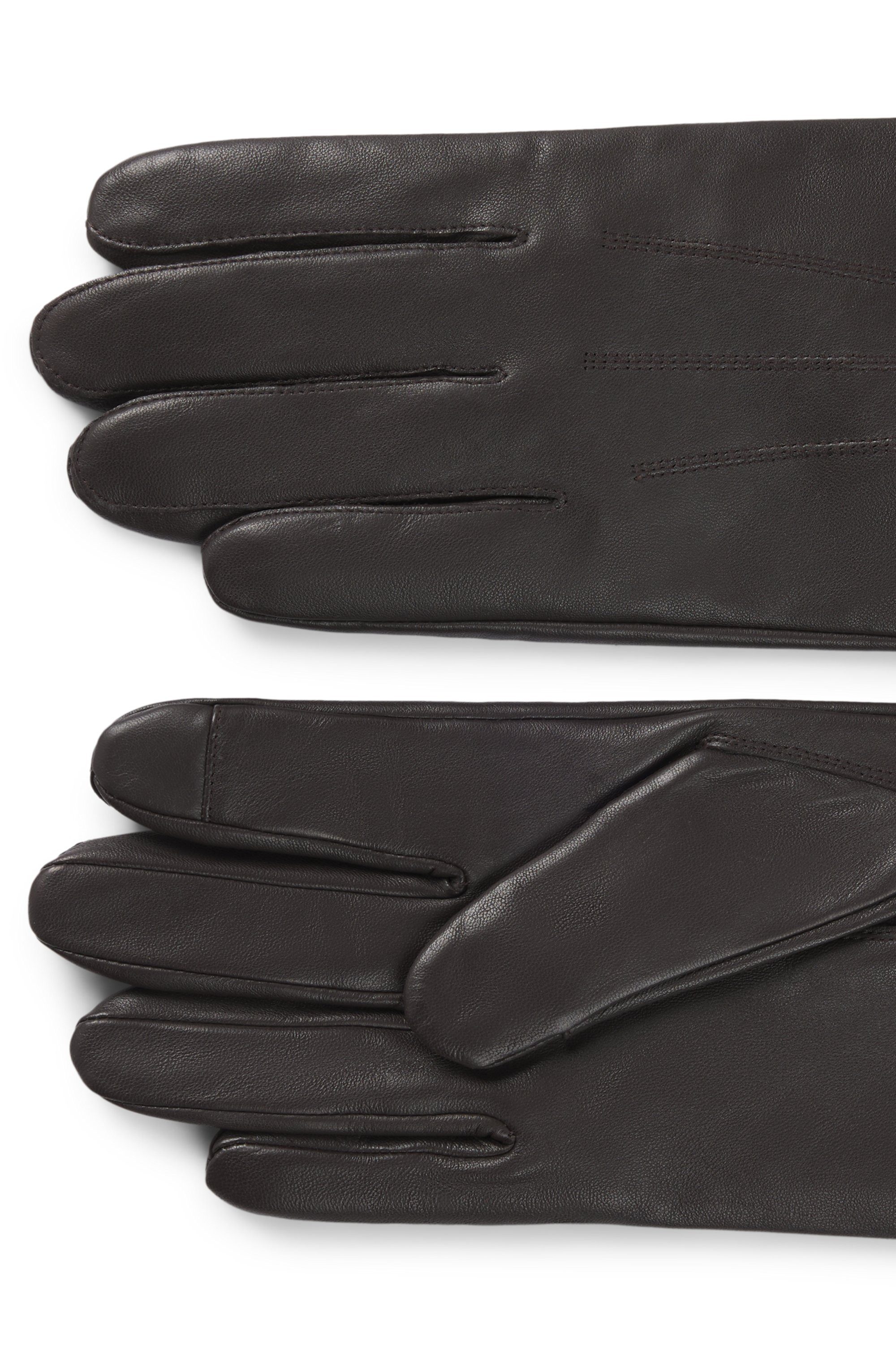 HUGO Leren handschoenen JAAN met logo op de knop