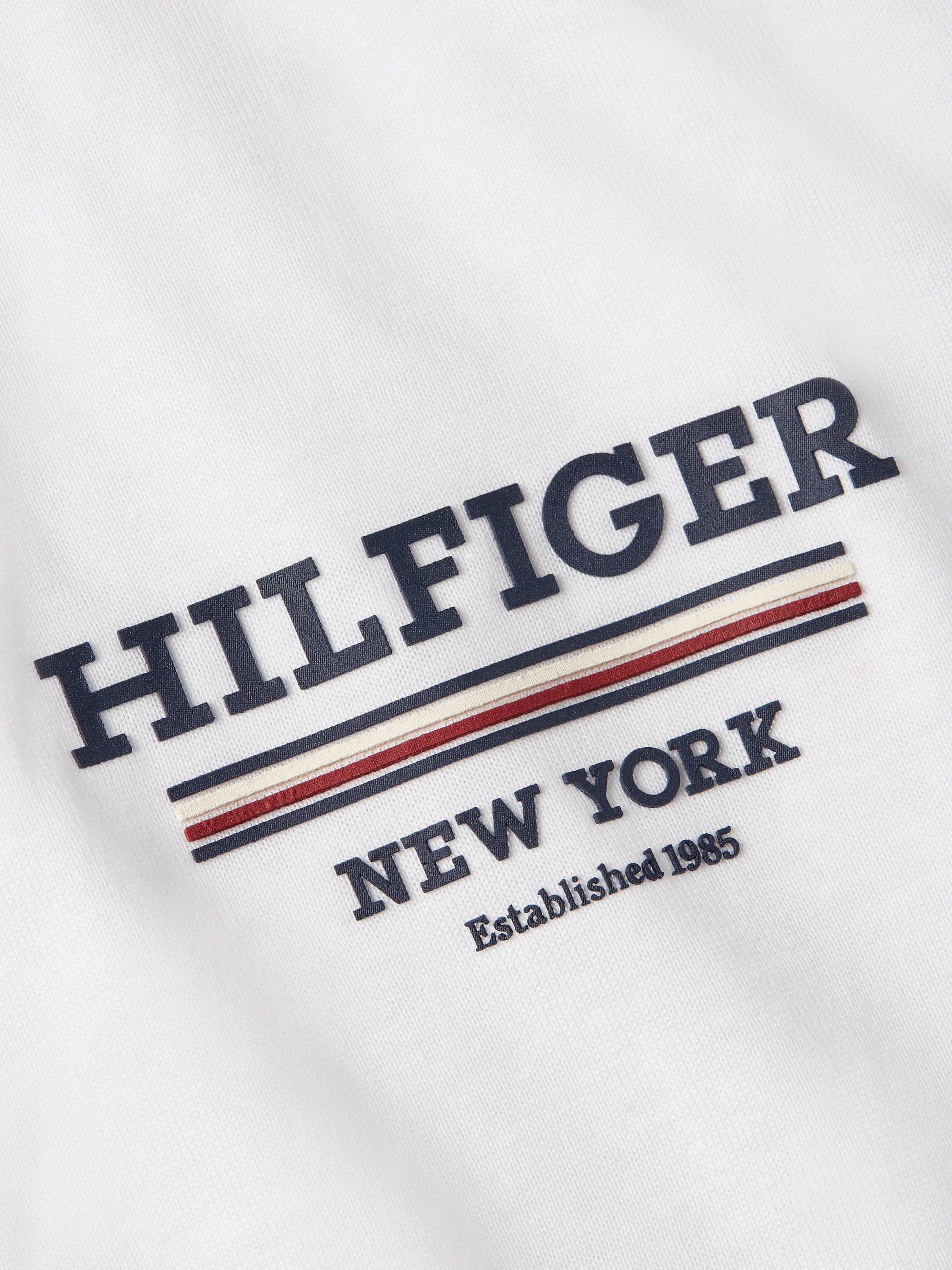 Tommy Hilfiger T-shirt HILFIGER GLOBAL STRIPE TEE contrastkleurige print op de borst