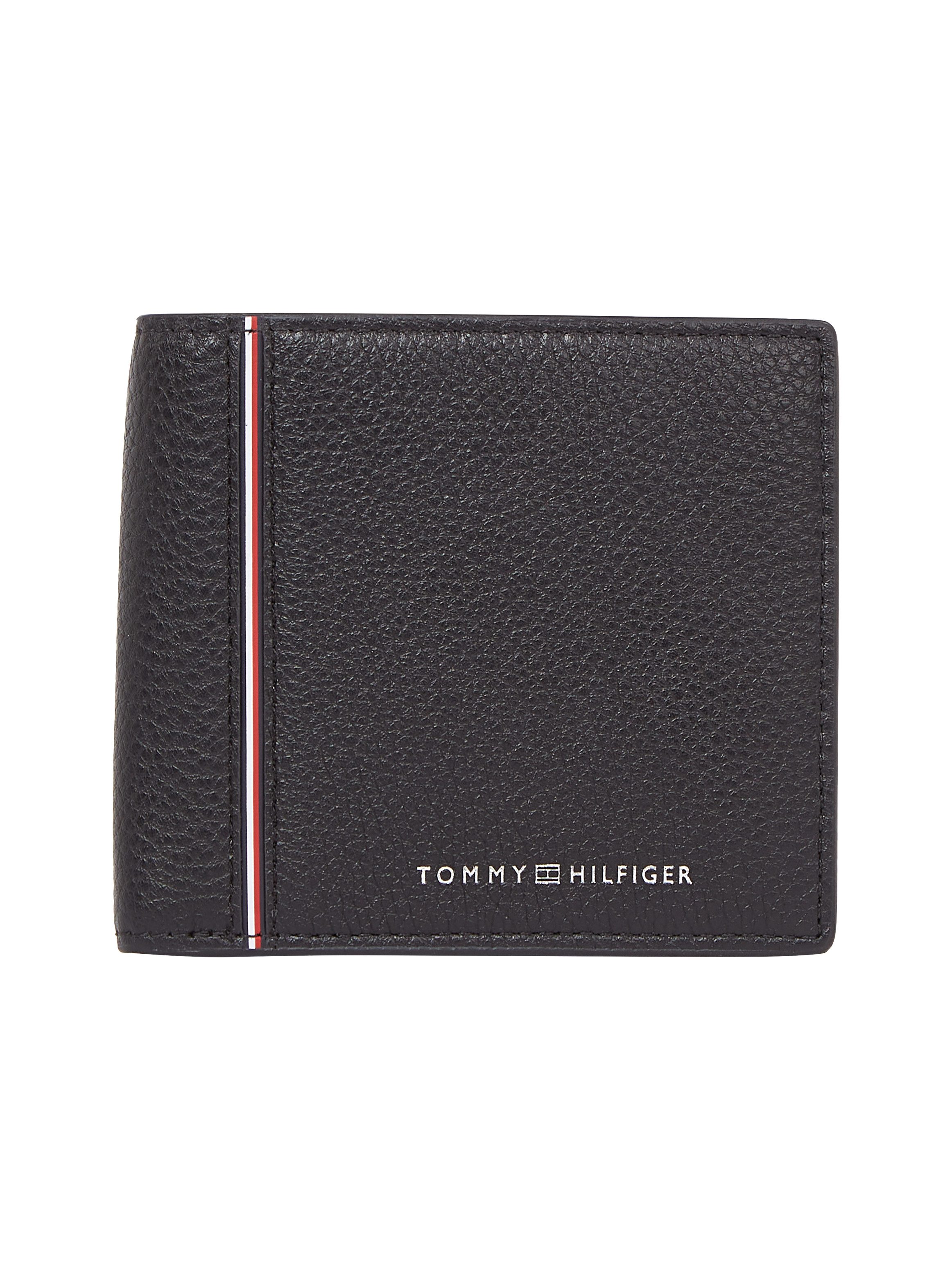 Heren Leren Portemonnee Lente-Zomer Collectie Tommy Hilfiger , Black , Heren