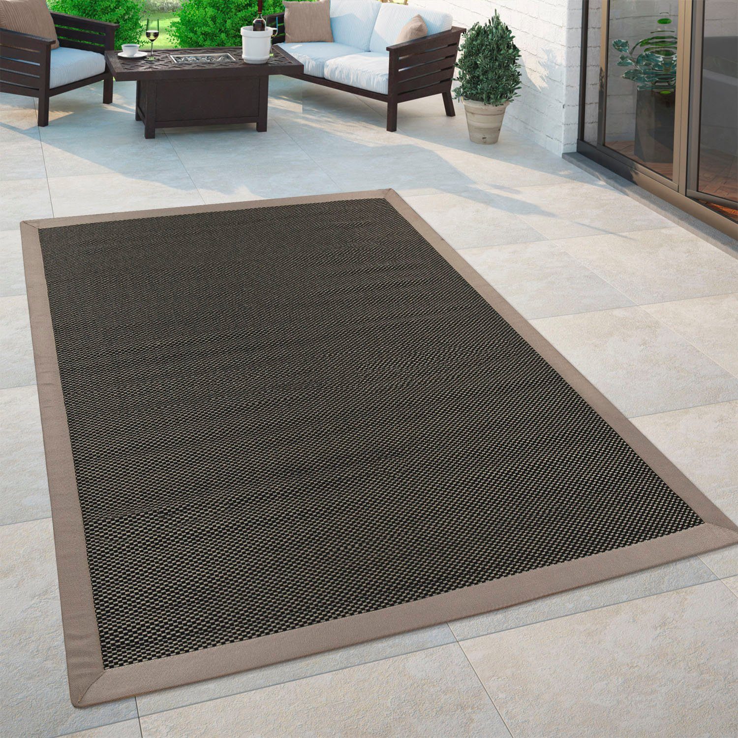 Paco Home Vloerkleed Sisala 270 Platweefsel, geweven, sisal look, randdessin, geschikt voor binnen en buiten
