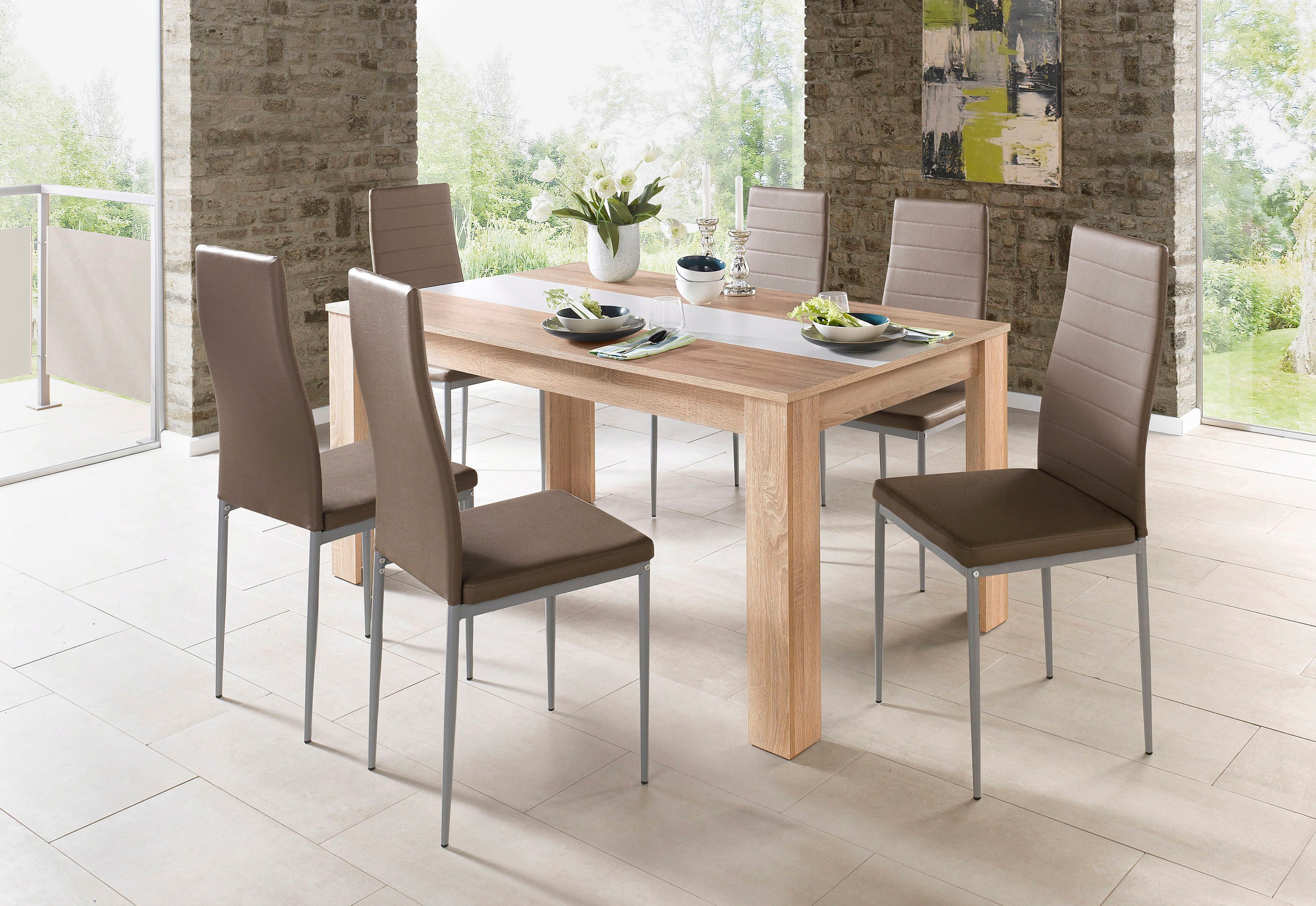 Home affaire Eetkamerstoel Pluto Overtrekstof imitatieleer (set)