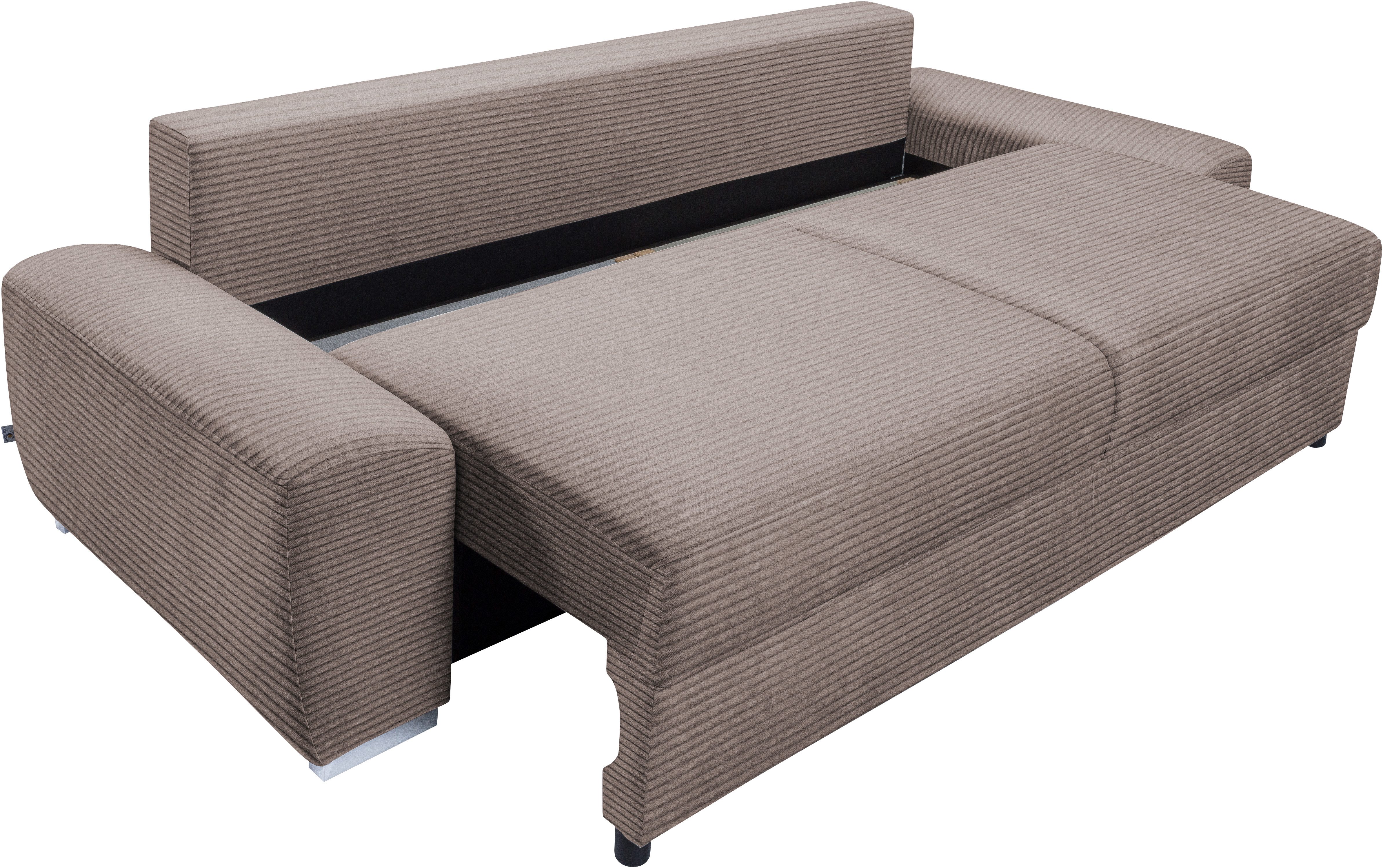 exxpo - sofa fashion 2-zitsbank SOLSBURY, bank, slaapbank incl. pocketvering-bekleding, bedfunctie en opbergruimte, in cord