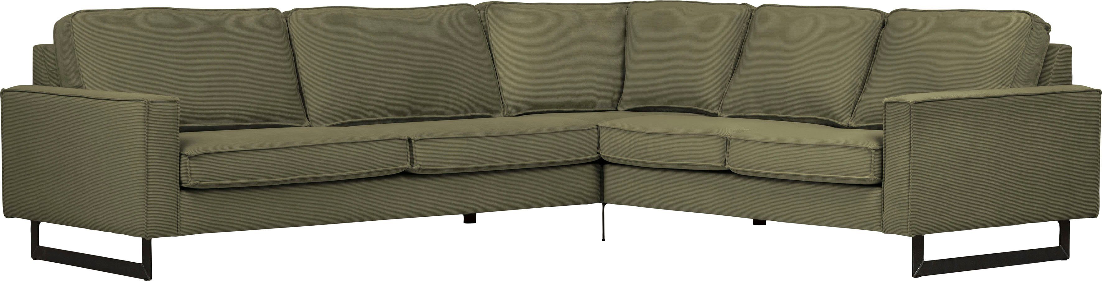 Places of Style Hoekbank Pinto, XXL, 250/290 cm, lange arm, ottomane Cord, fijncord, luxe-microvezel leer en chenille