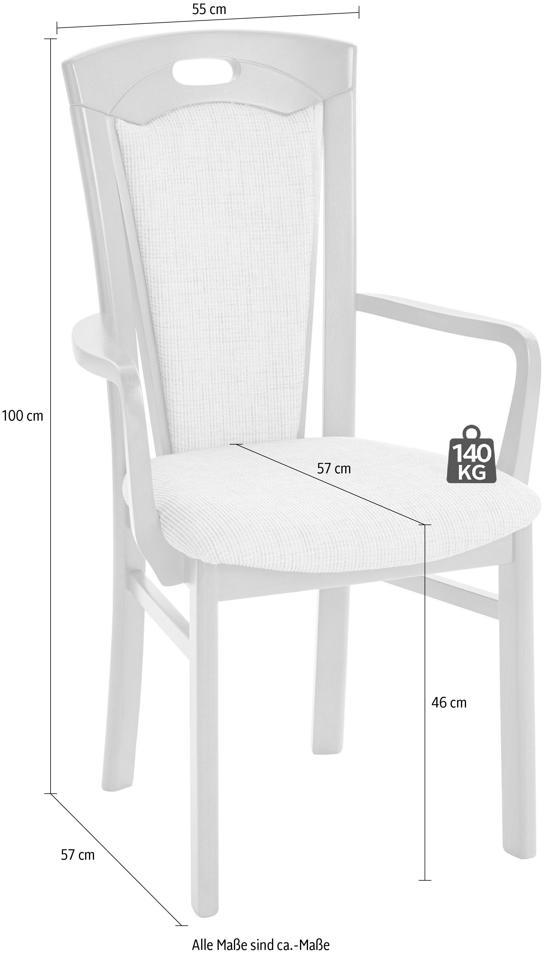 Home affaire Eetkamerstoel FERDI, armstoel, Made in Italy, massief hout Bekleding fijne structuur (water- en vlekafstotend) of structuur