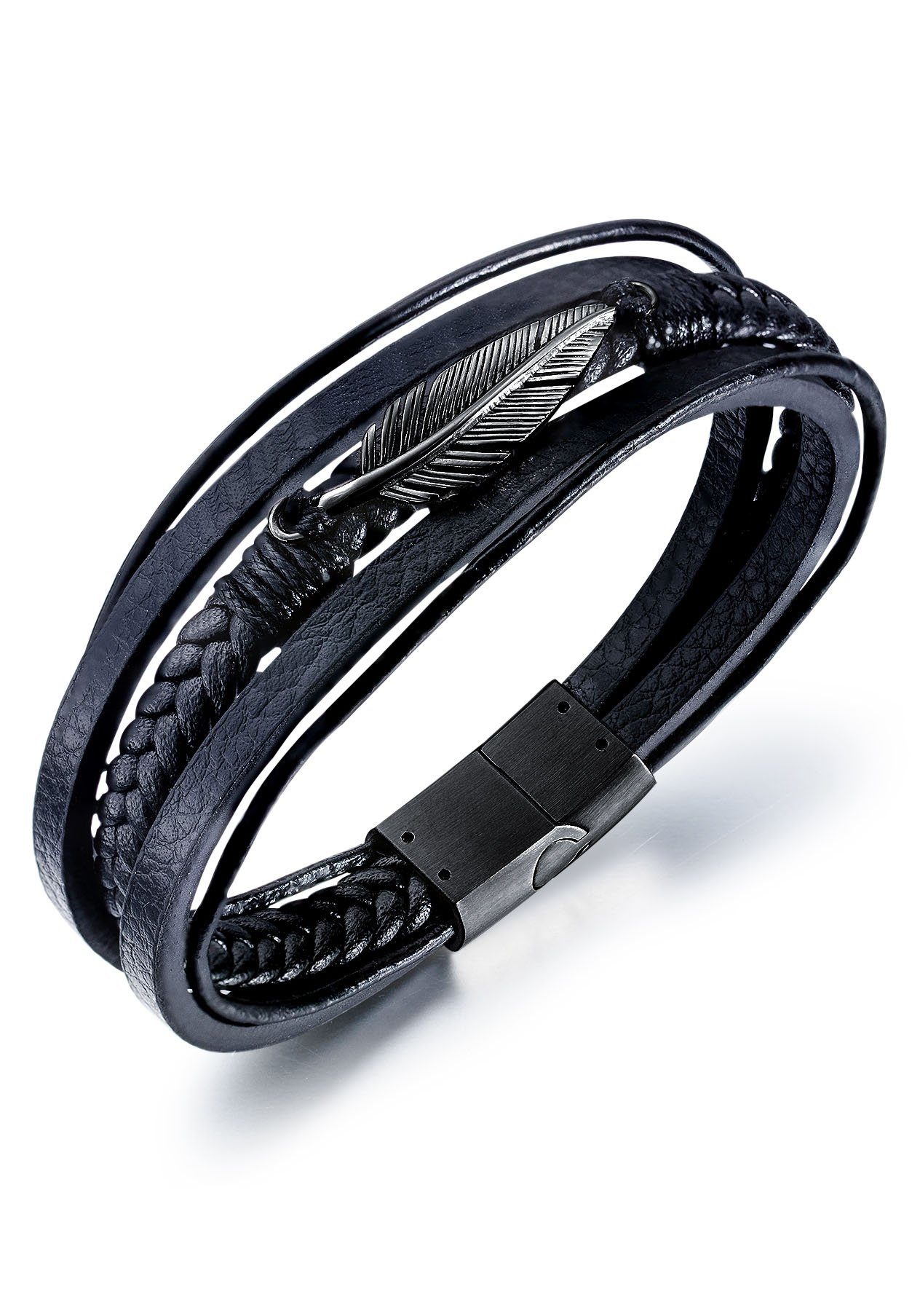 Firetti Armband Sieraad cadeau armbanden armketting veer heren armbanden zwart