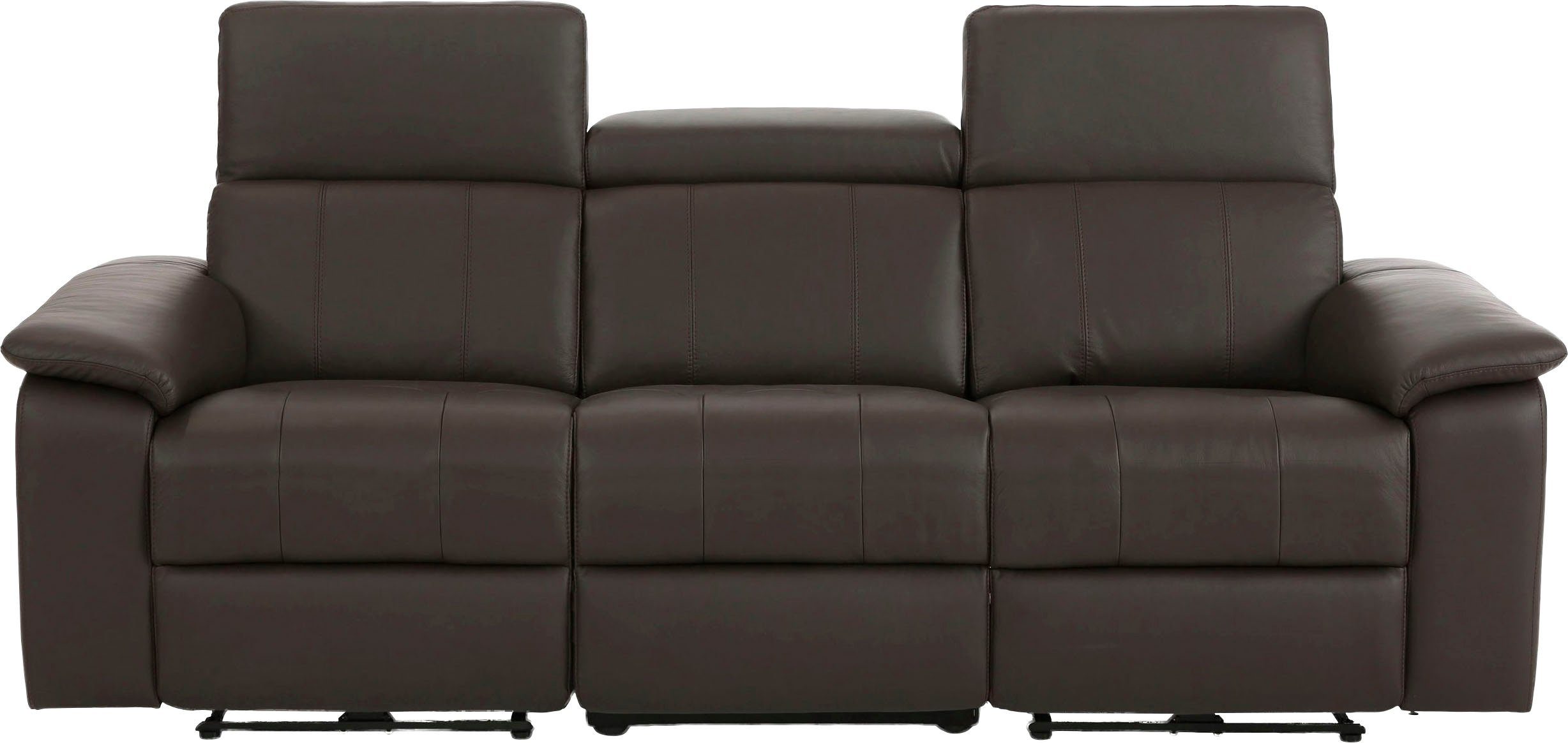Home affaire 3-zitsbank Binado met handmatige of elektrische relaxfunctie met usb-aansluiting bruin, 3-zitsbanken, 211 cm