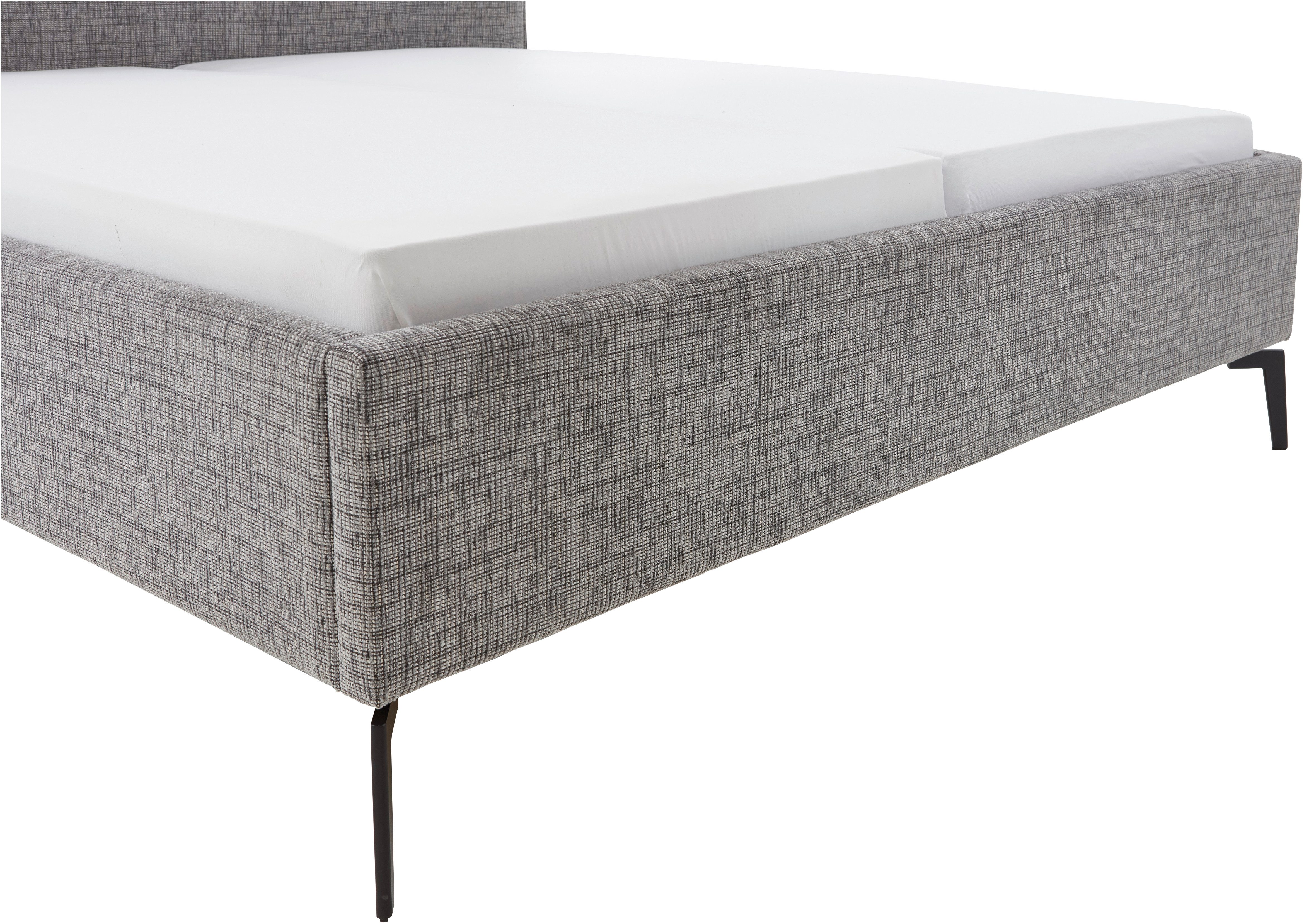 meise.möbel Gestoffeerd bed Riva II met zwarte metalen poten, naar keuze met bedkist