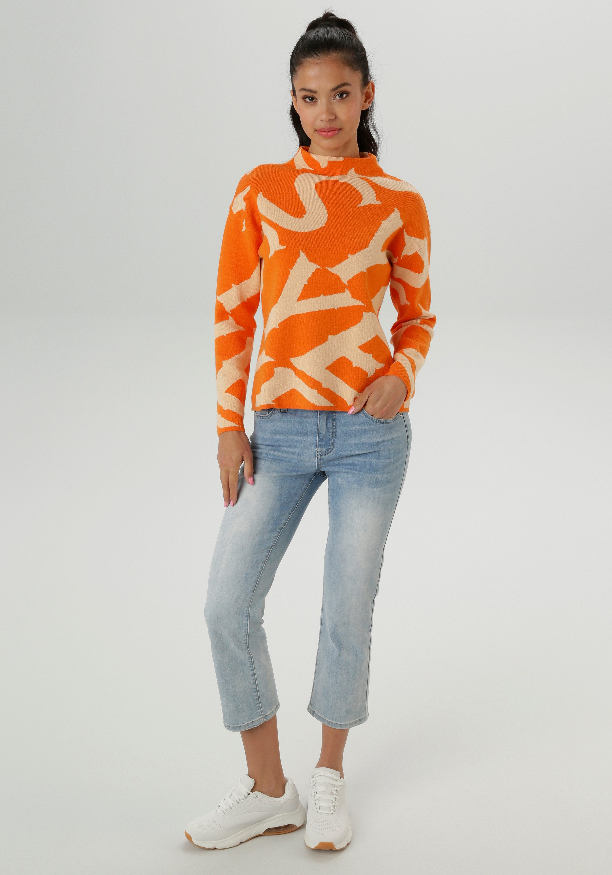 Aniston SELECTED Gebreide trui met elegant jacquard-patroon - nieuwe collectie