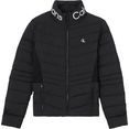 calvin klein gewatteerde jas logo collar lw padded jacket met ck-opschrift bij de opstaande kraag zwart