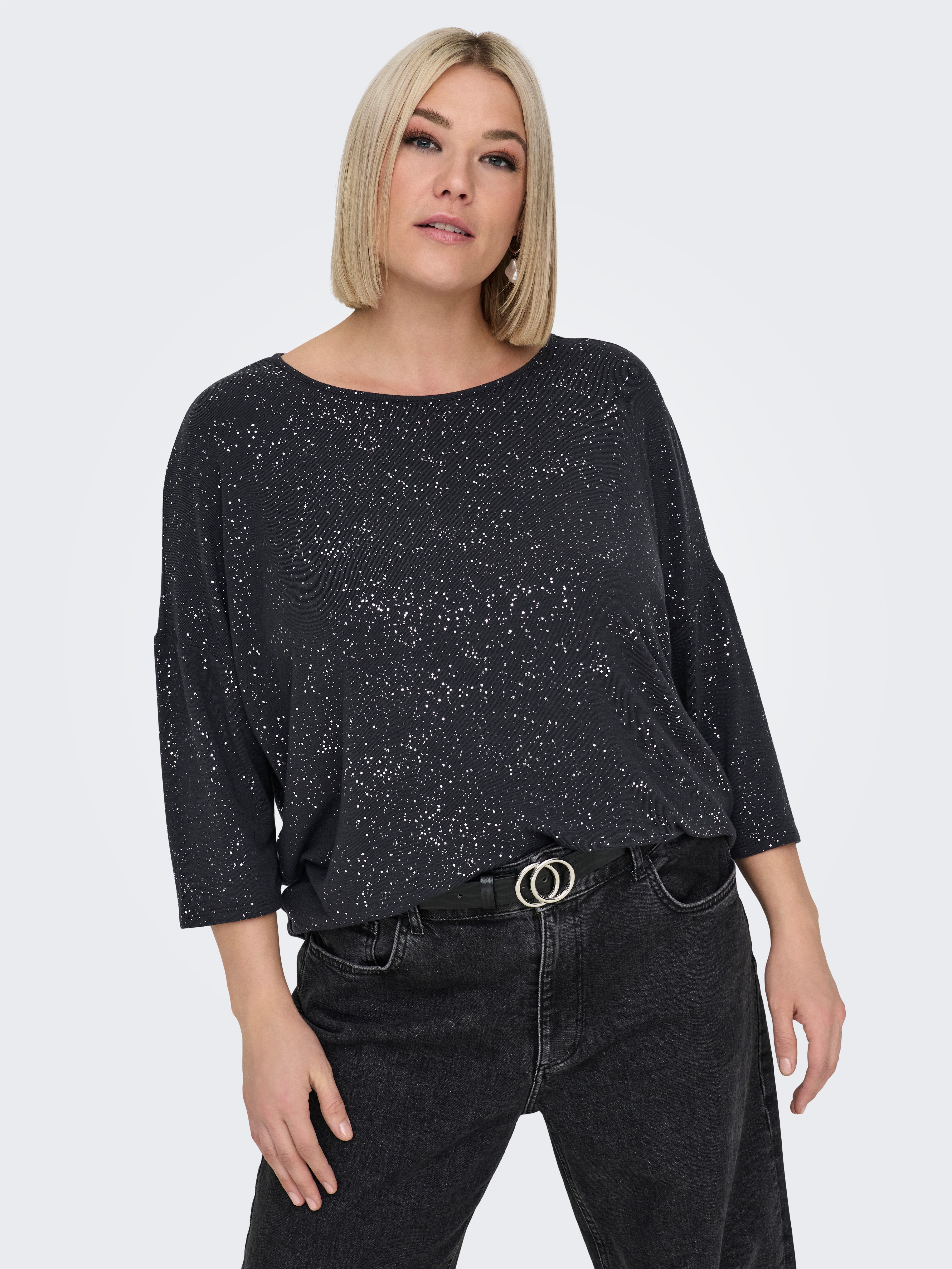 ONLY CARMAKOMA Shirt met ronde hals CARFOILA 3 4 O-NECK TOP JRS BF