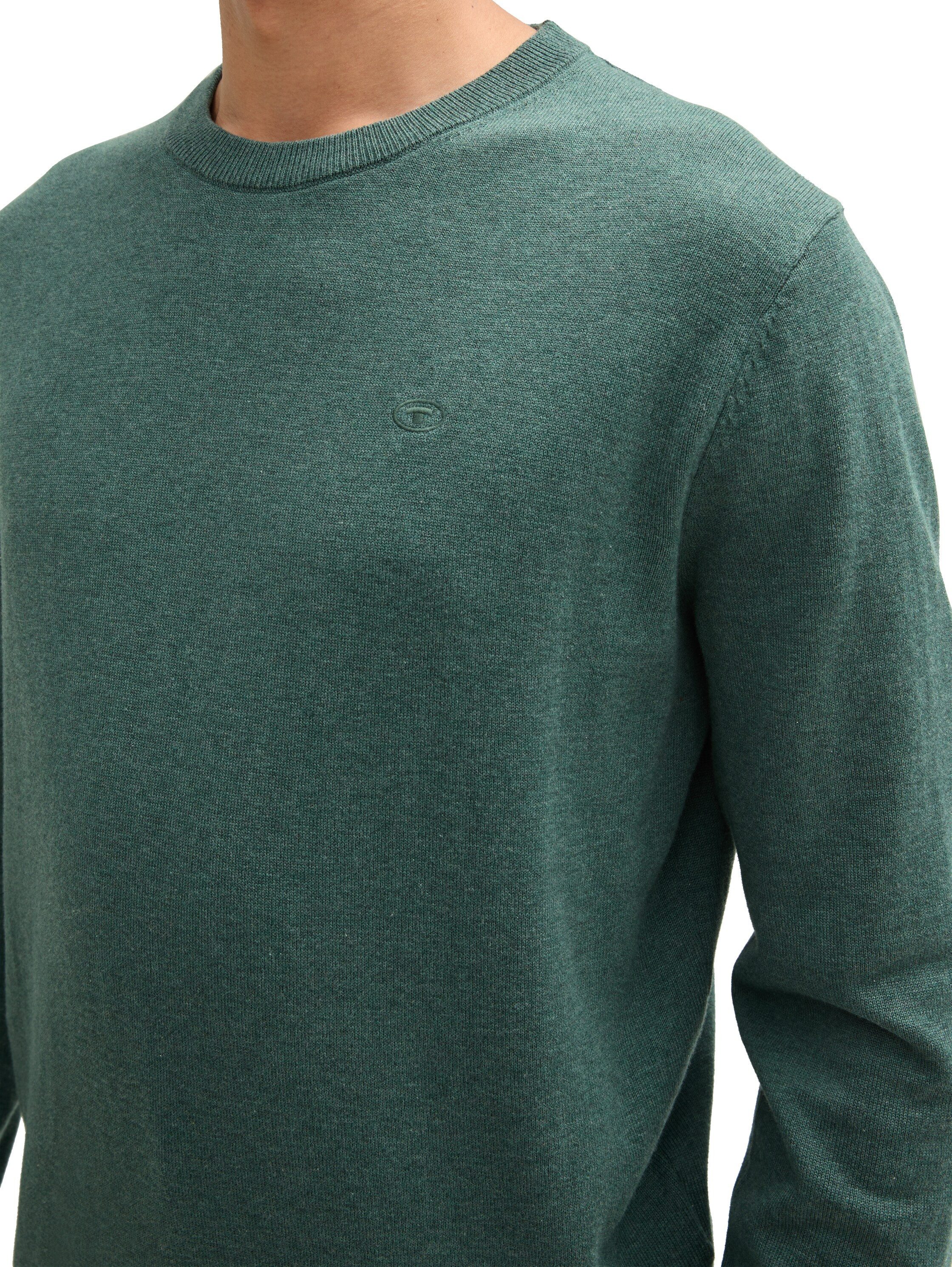 Tom Tailor Trui met ronde hals met geborduurd logo