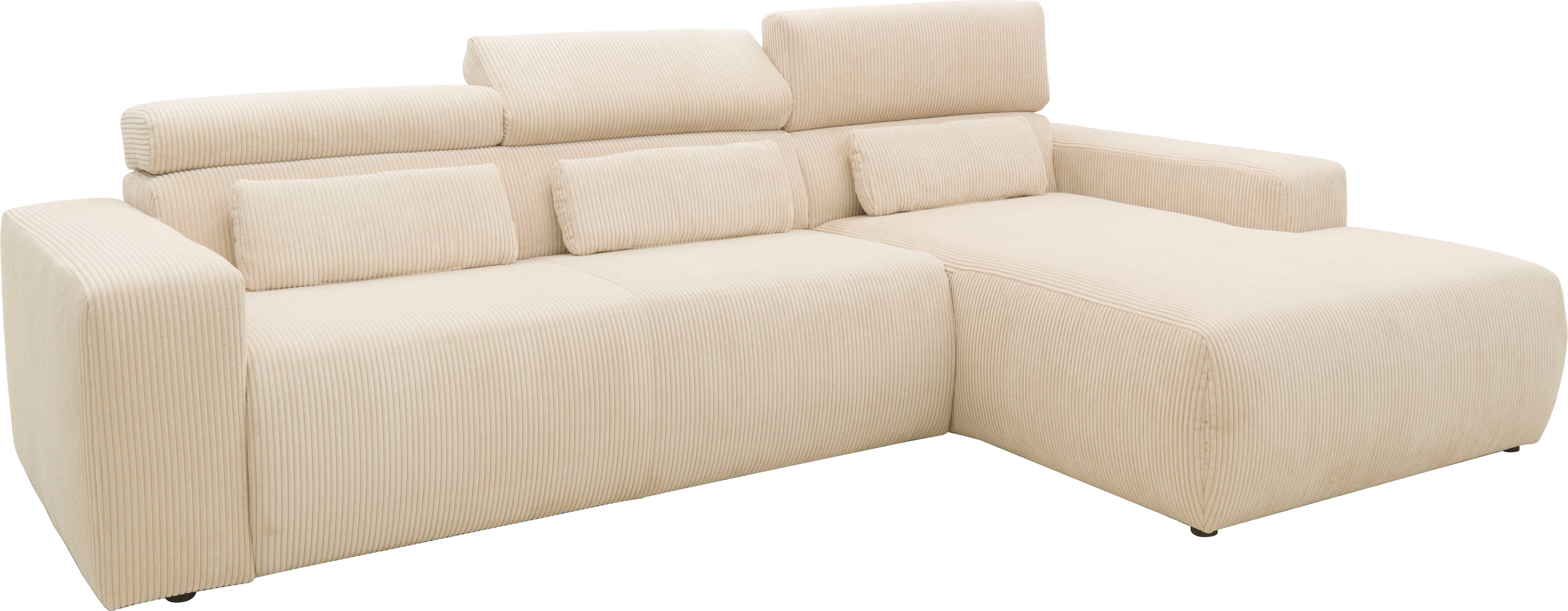 DOMO collection Hoekbank Brandon B/D/H: 289/177/80 cm, keuze met zitdiepteverstelling, L-vorm