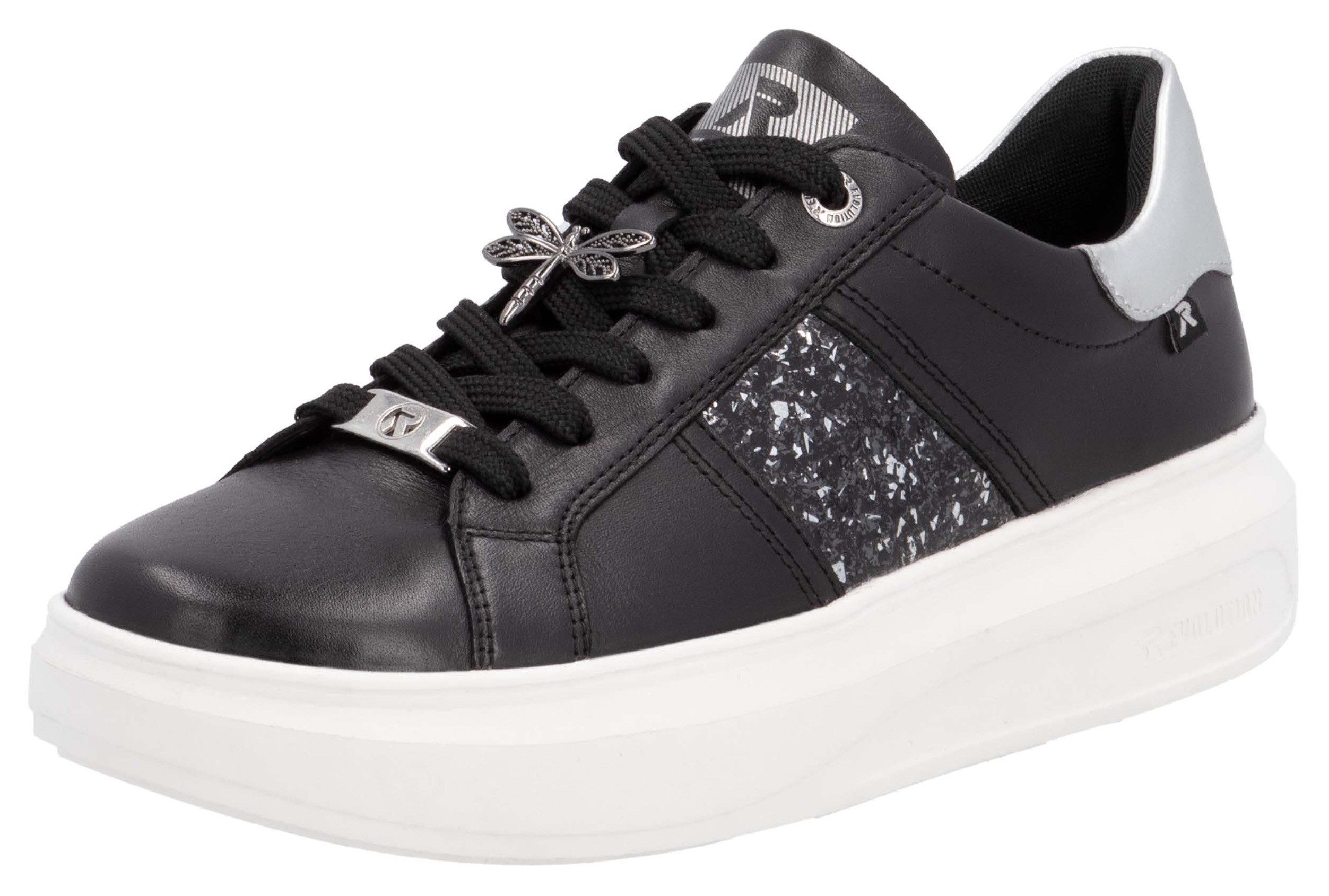 Rieker EVOLUTION Plateausneakers vrijetijdsschoen, lage schoen, veterschoen met contrast bies