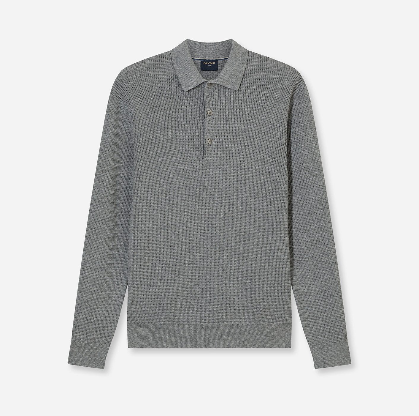 OLYMP Trui met polokraag Waffle Structure Pullover gestructureerd, effen, regular fit, gebreid