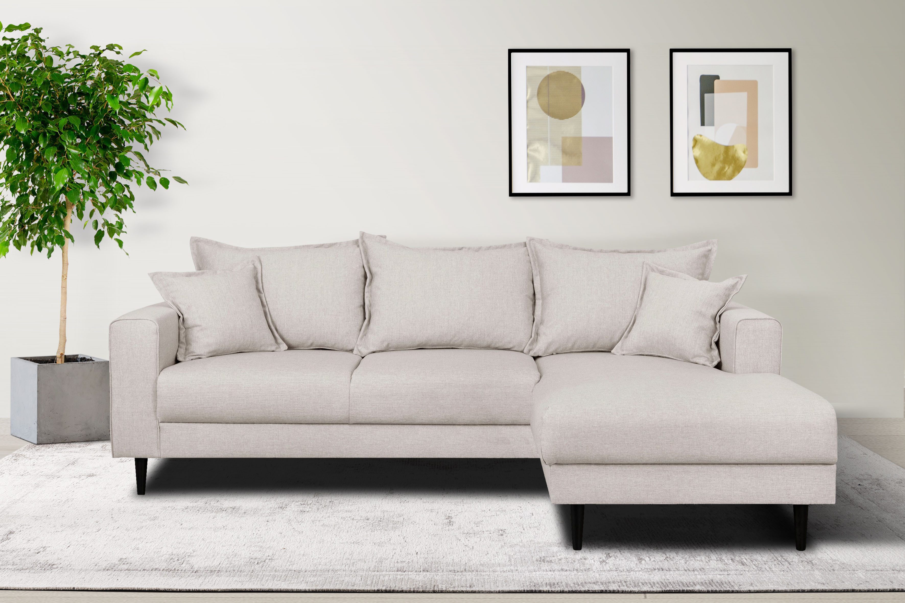 Home affaire Hoekbank VEYRAS L-vorm, hoog zitcomfort, afmetingen B/D/H: 230/150/76 cm beige, hoekbanken, 230 cm